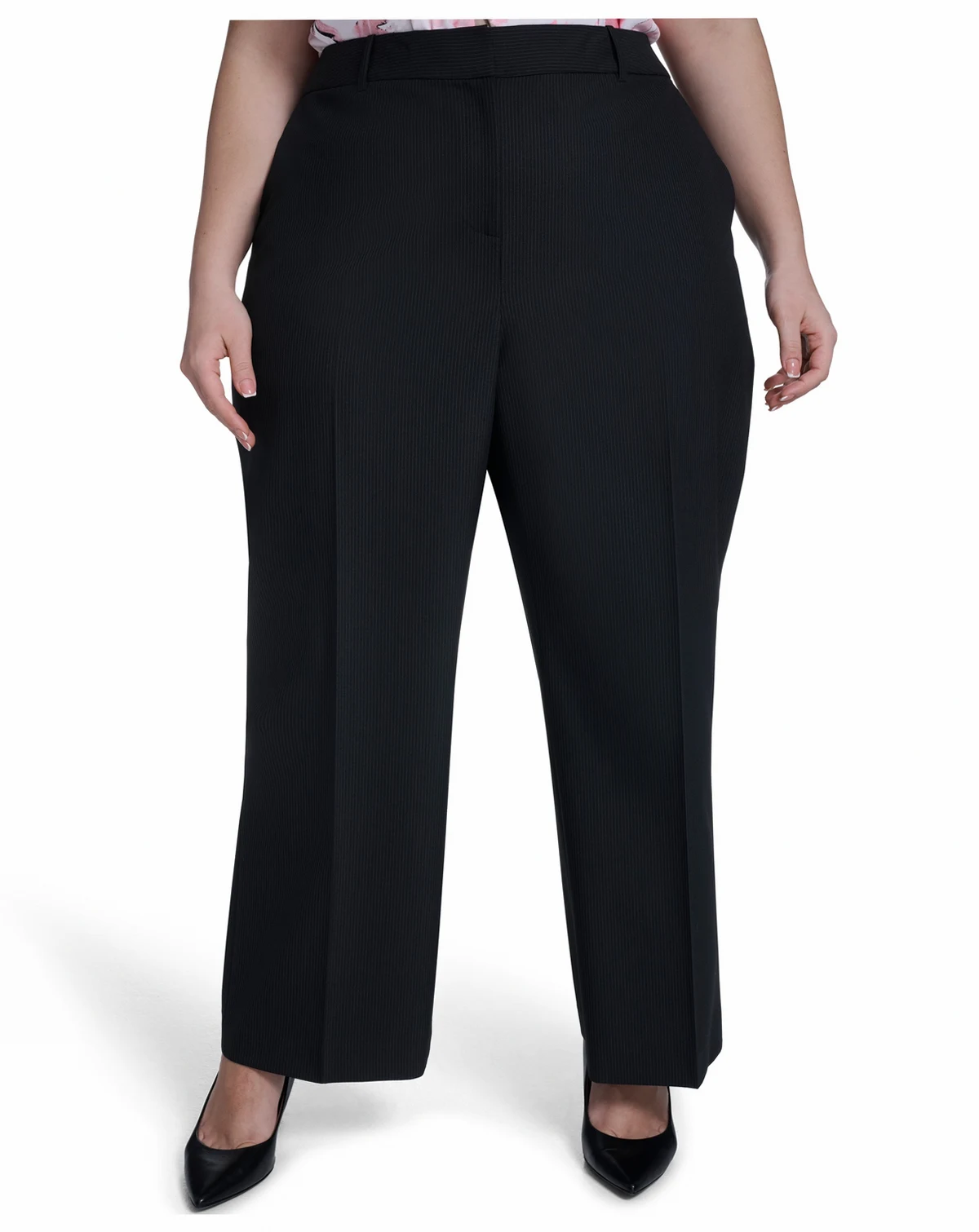 Plus Size Stripe Wide-Leg Pants