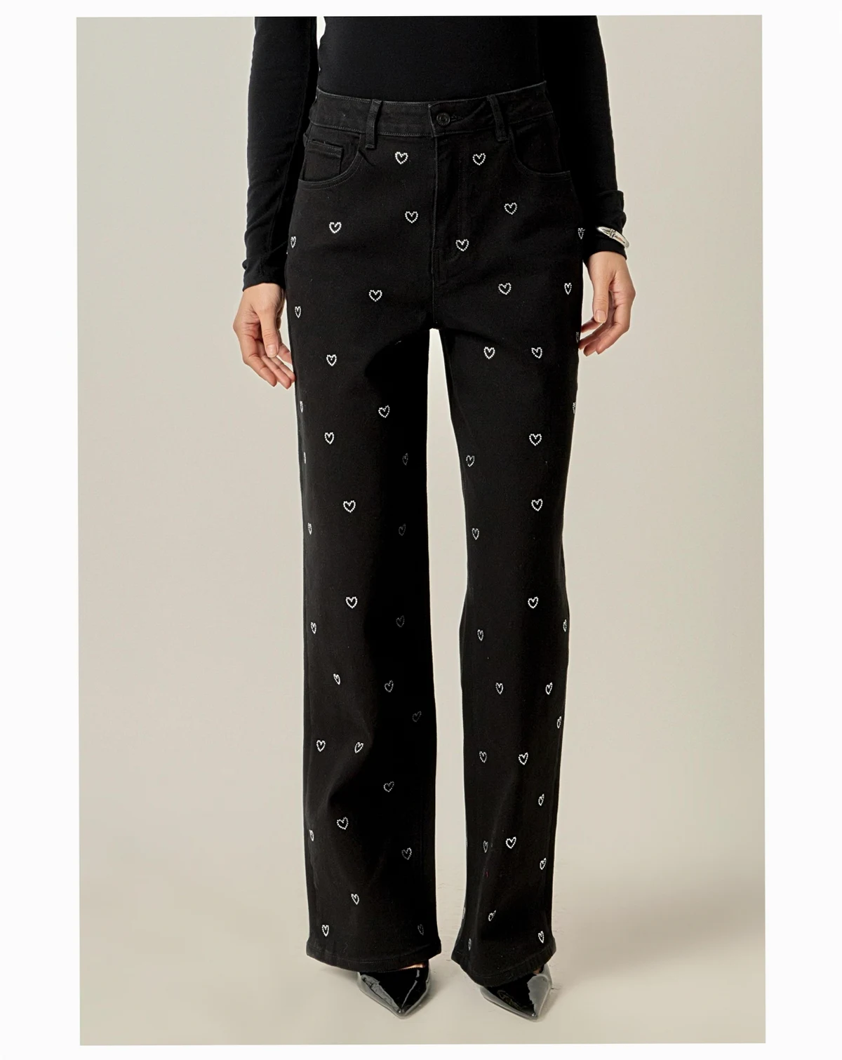 Women's Rhinestone Heart Jeans