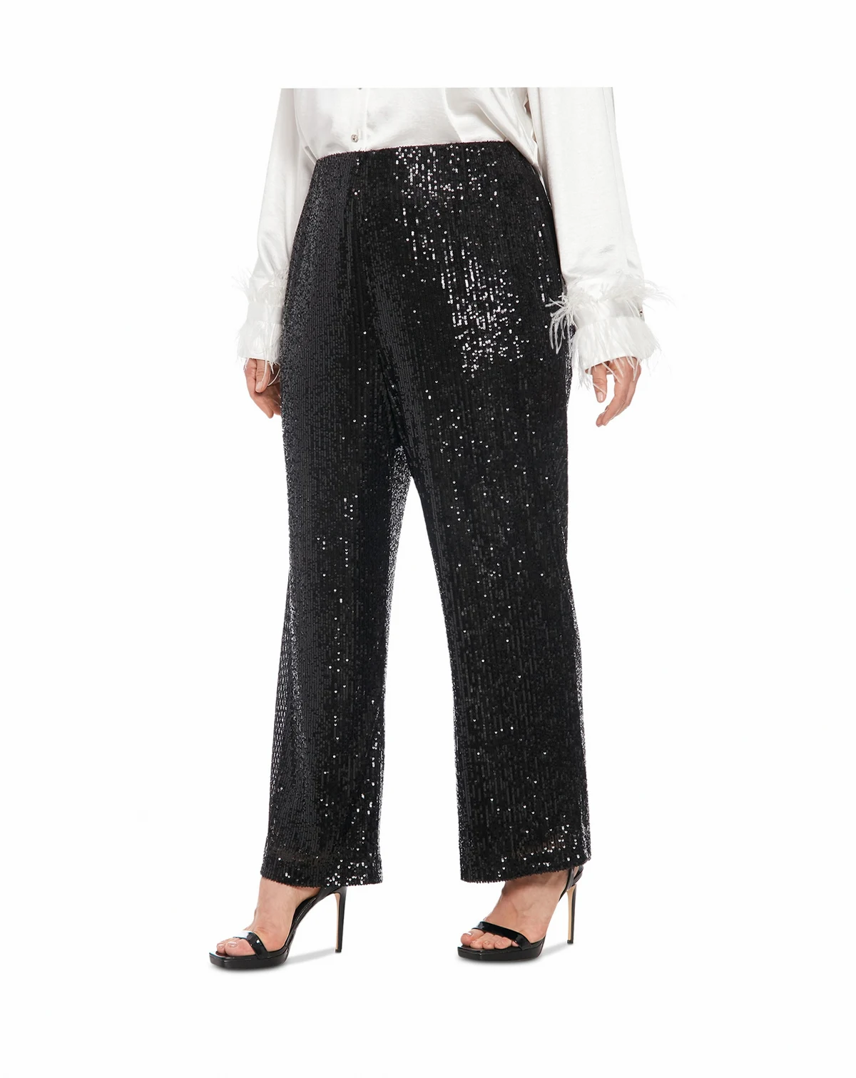 Plus Size Sequined Pull-On Pants