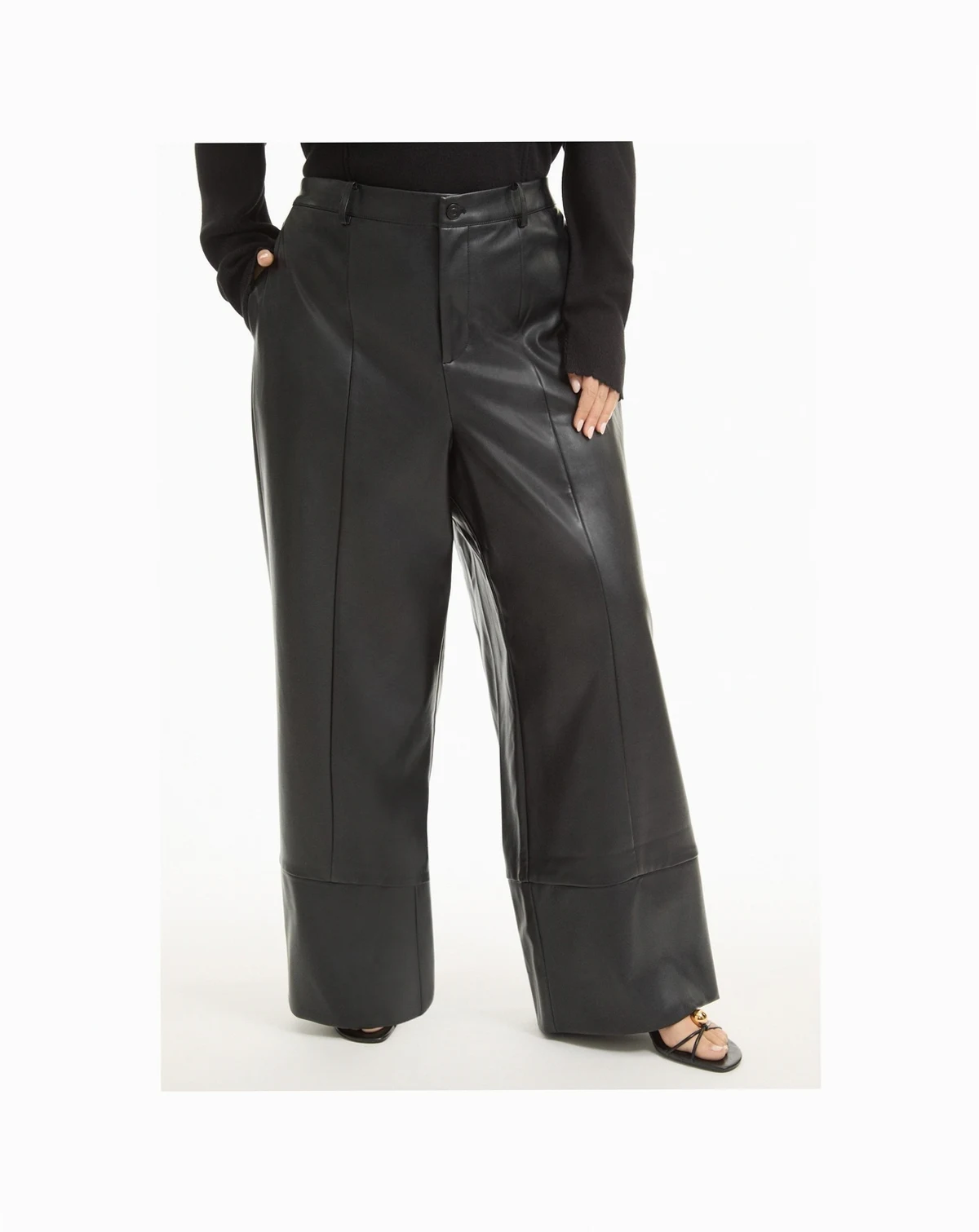 Women's Cuffed Faux Leather Pants