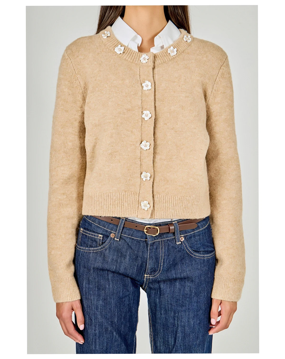 Women's Floral Button Knit Cardigan