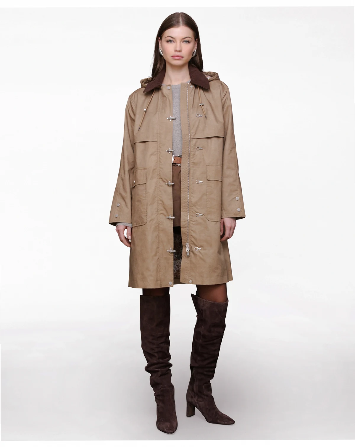 Women's Hooded Midi Canvas Jacket