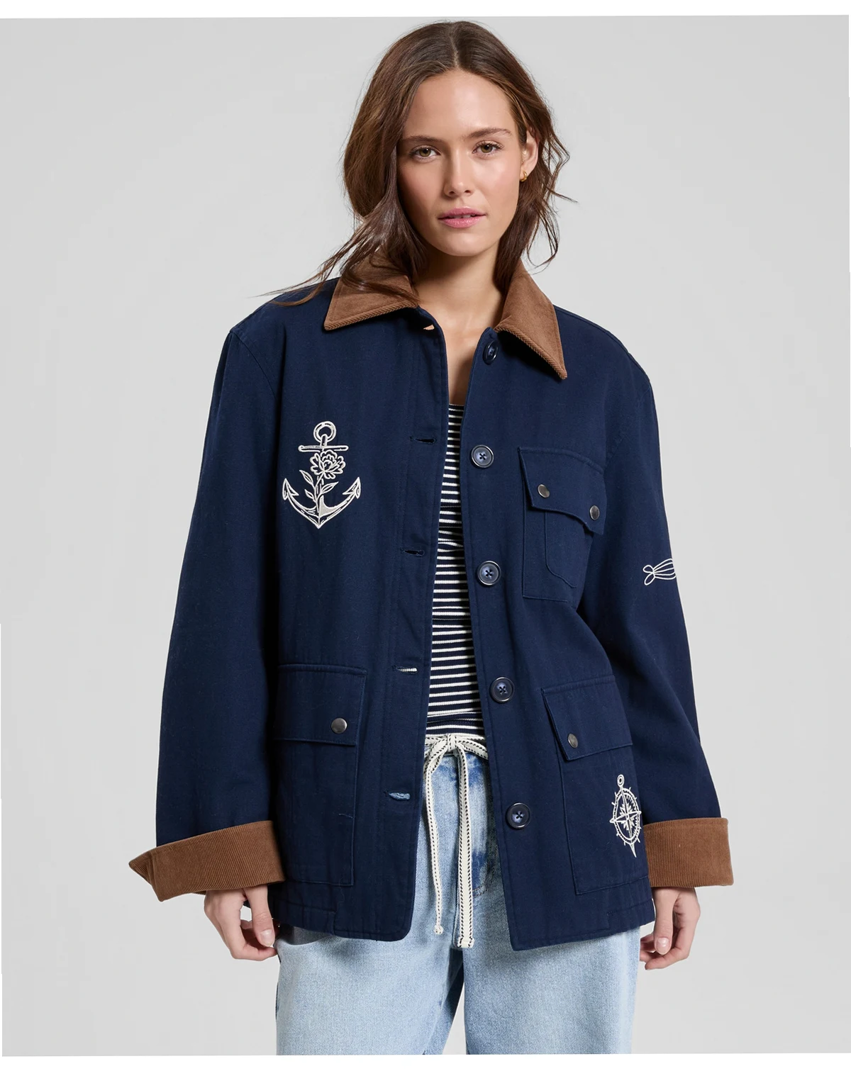 Women's Embroidered Barn Jacket, Macy's Exclusive