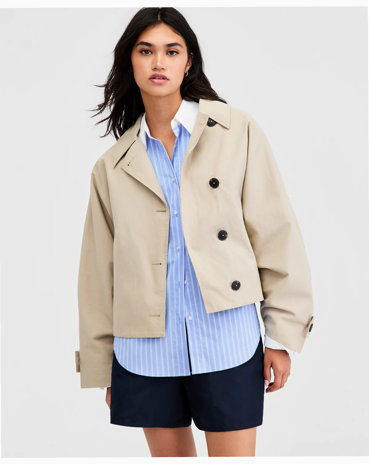 Women's Oversized Cropped Trench Jacket, Macy's Exclusive