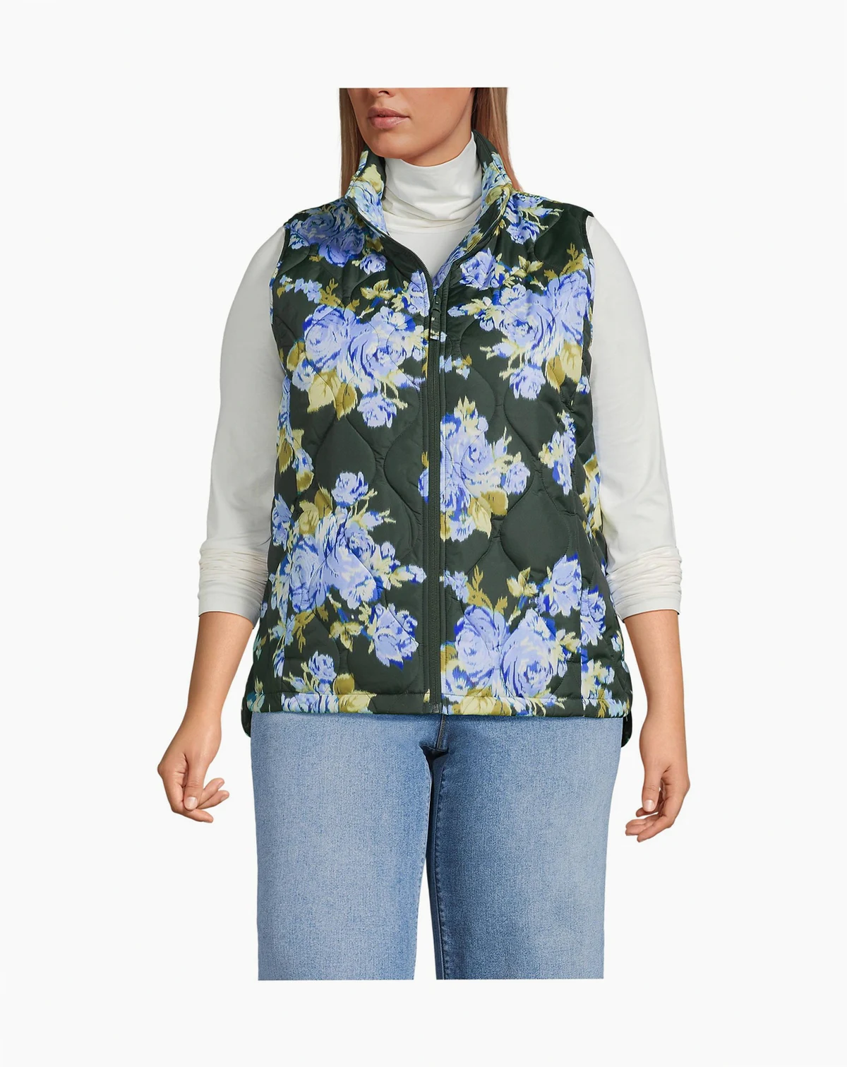 Plus Size Print FeatherFree Quilted Insulated Vest