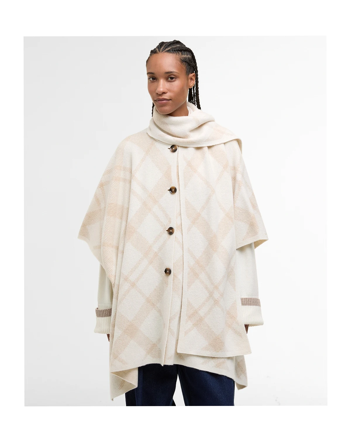 Women's Vienna Knitted Cape Coat with Scarf