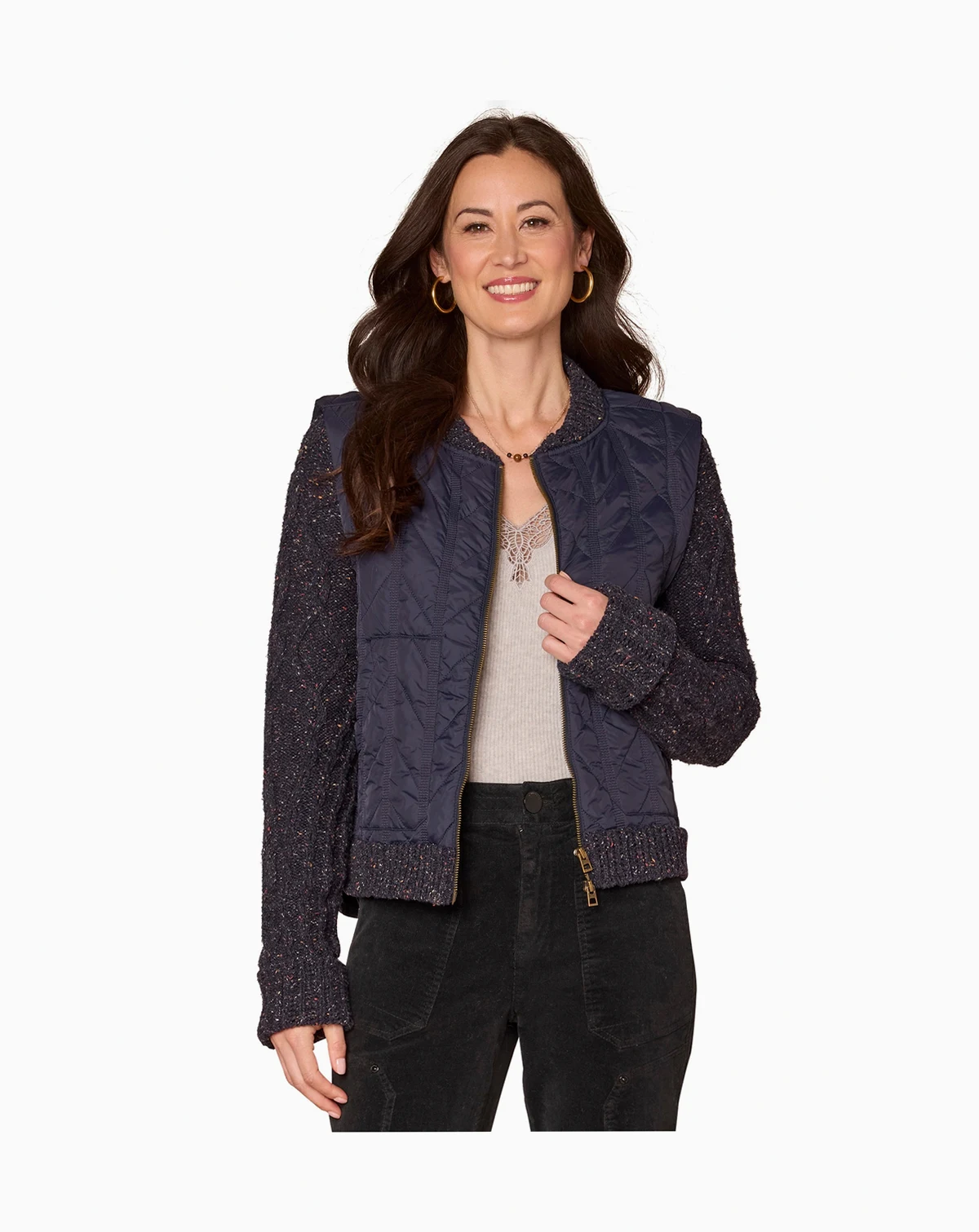 Petite Quilted Vest Zip Jacket