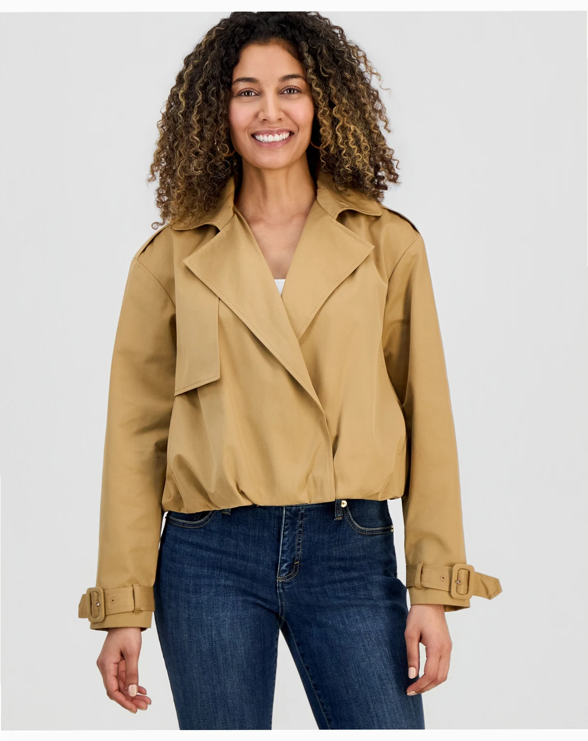 Petite Bubble Cropped Trench Coat, Macy's Exclusive