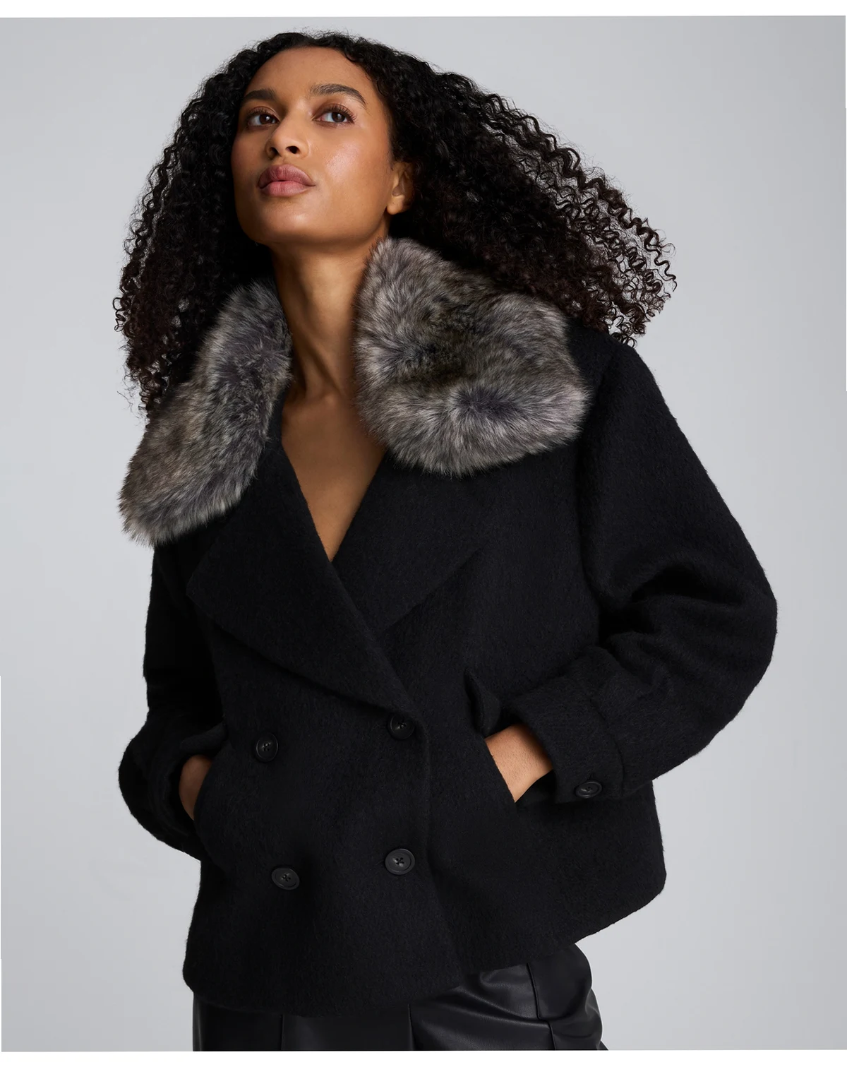 Women's Collared Cropped Peacoat