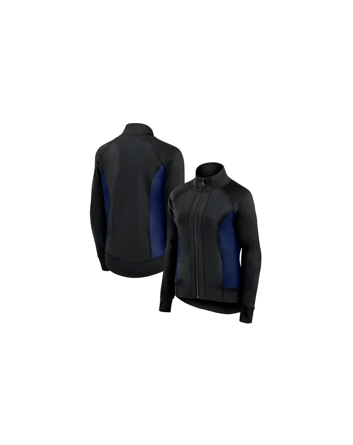 Women's Black New England Patriots Studio Fitted Full-Zip Gym Track Jacket