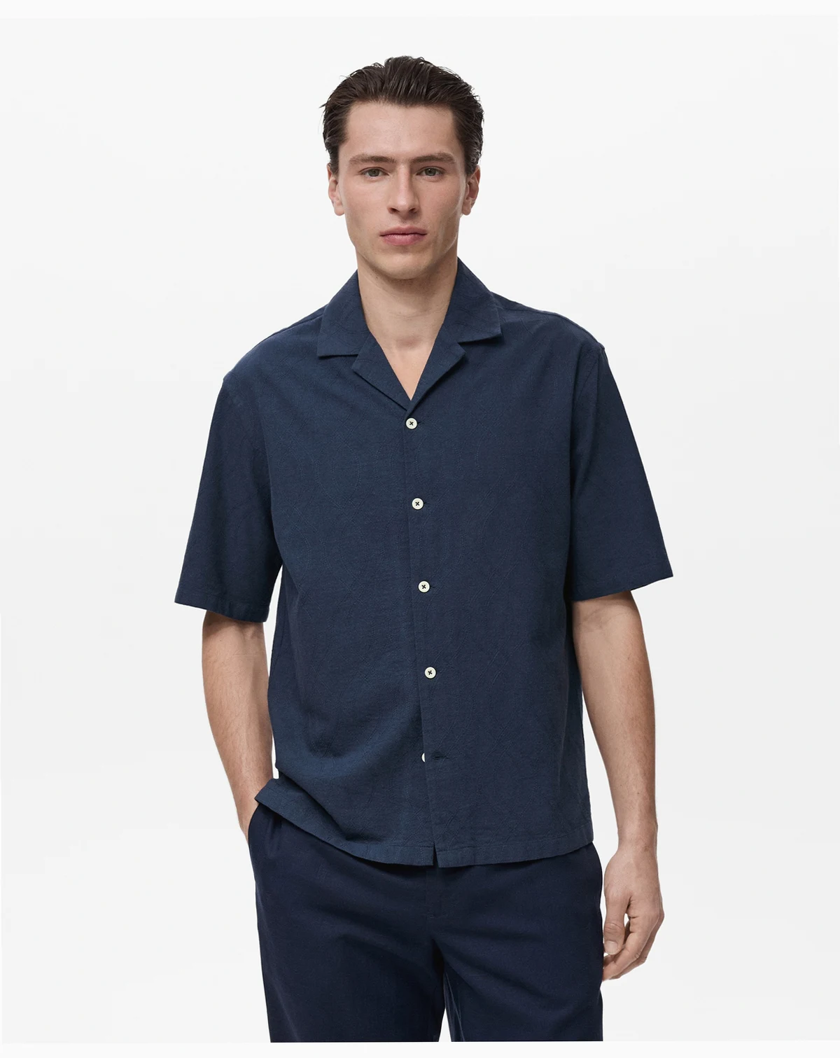 Men's Embroidered Bowling Collar Shirt