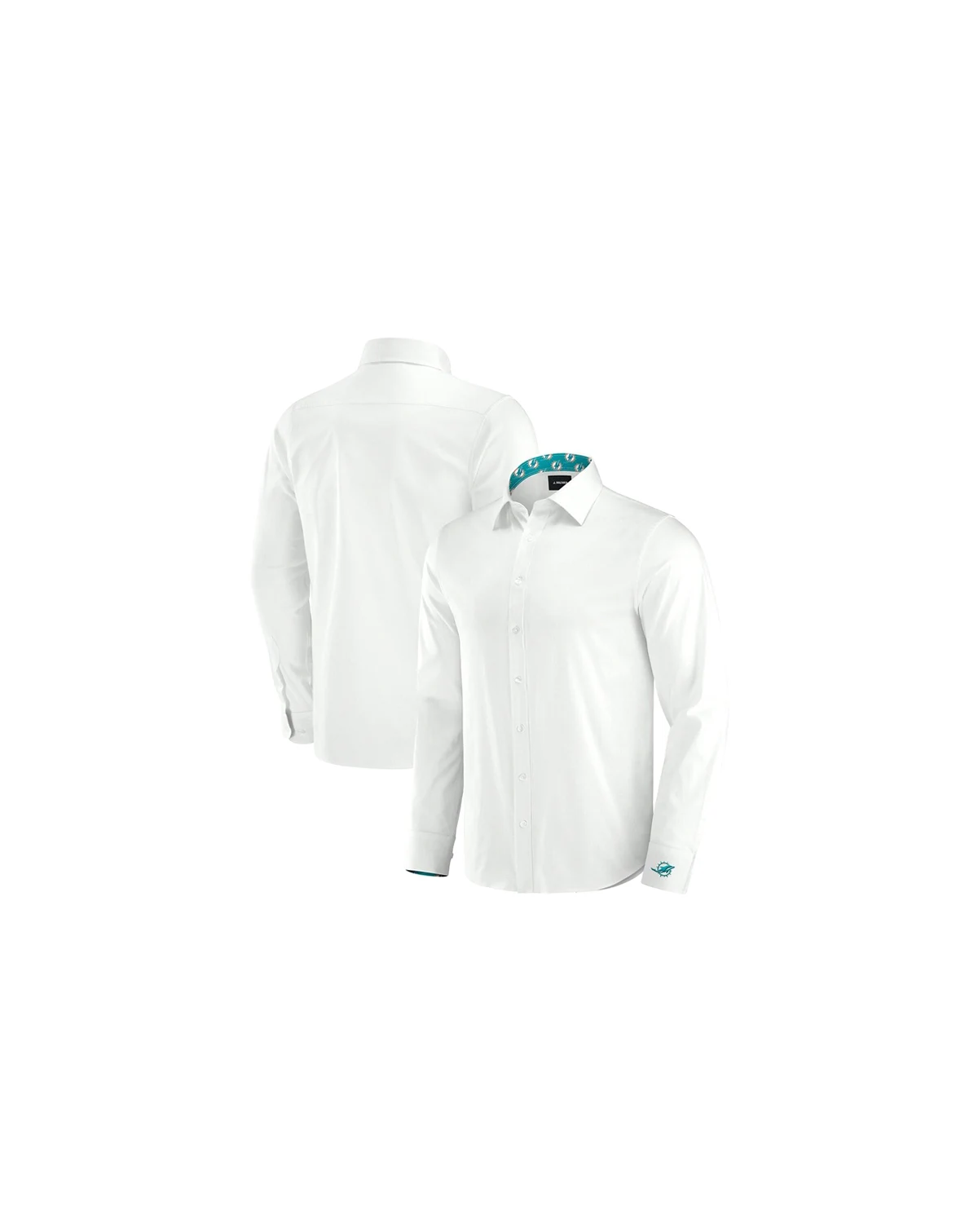 Men's White Miami Dolphins Man-In-Motion Long Sleeve Button-Up Dress Shirt