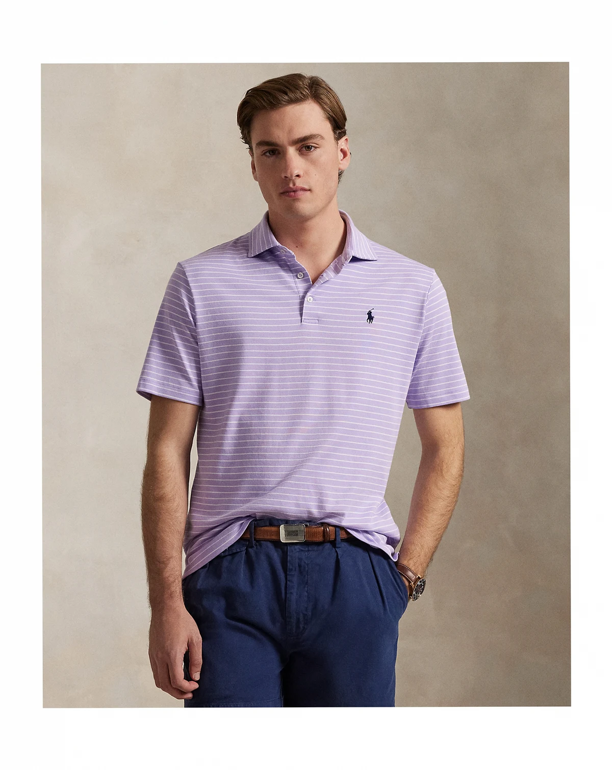 Men's Classic-Fit Striped Soft Cotton Polo Shirt