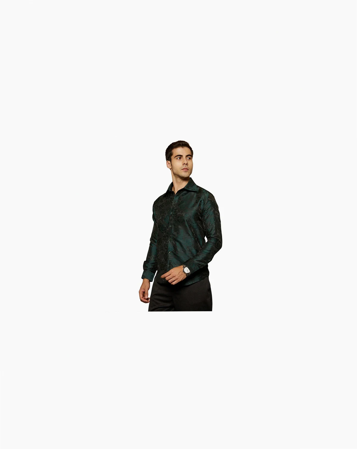 Men's Emerald Green Rosa-Woven Shirt