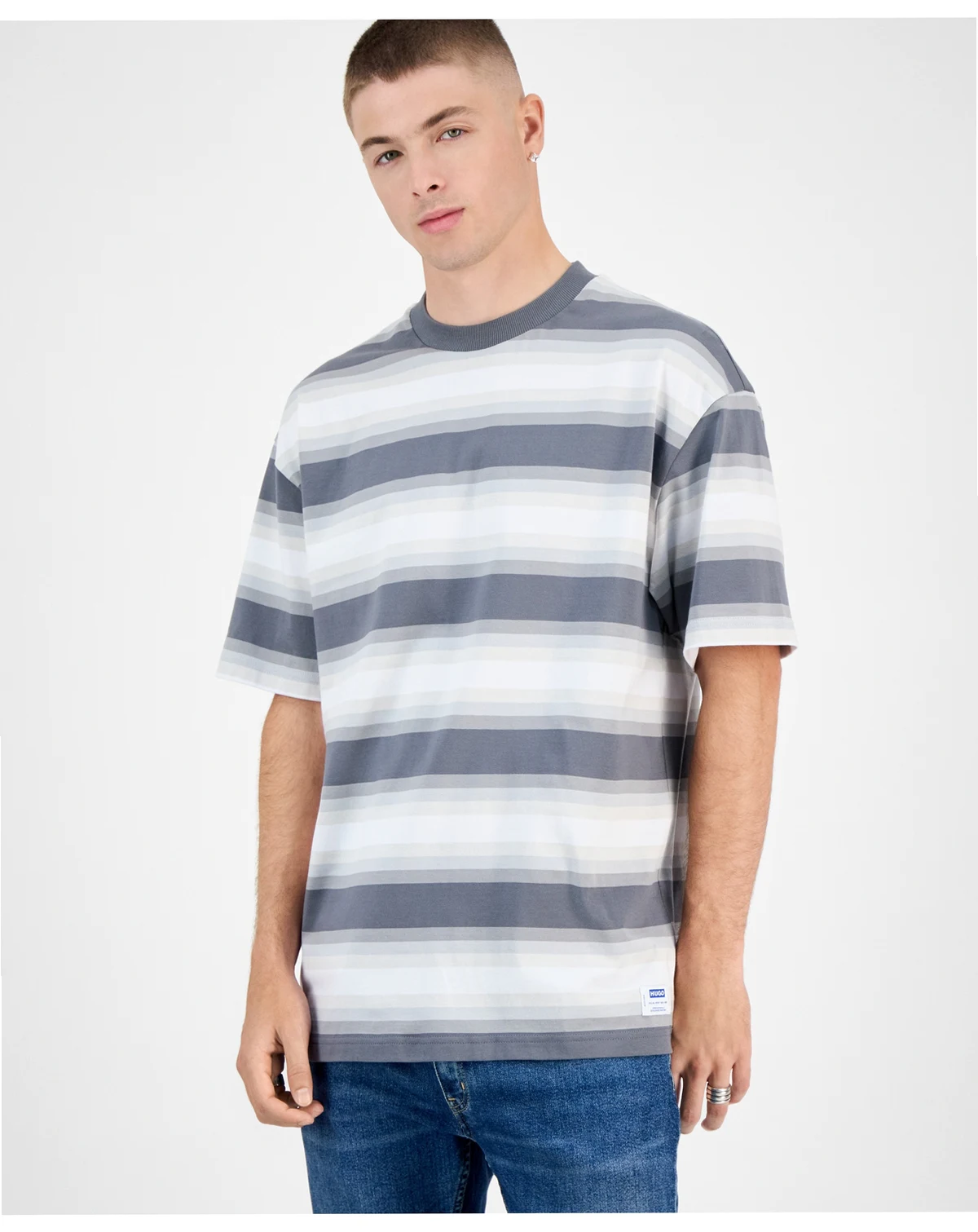 Men's Cotton Nisote Short-Sleeve Striped Crewneck T-Shirt