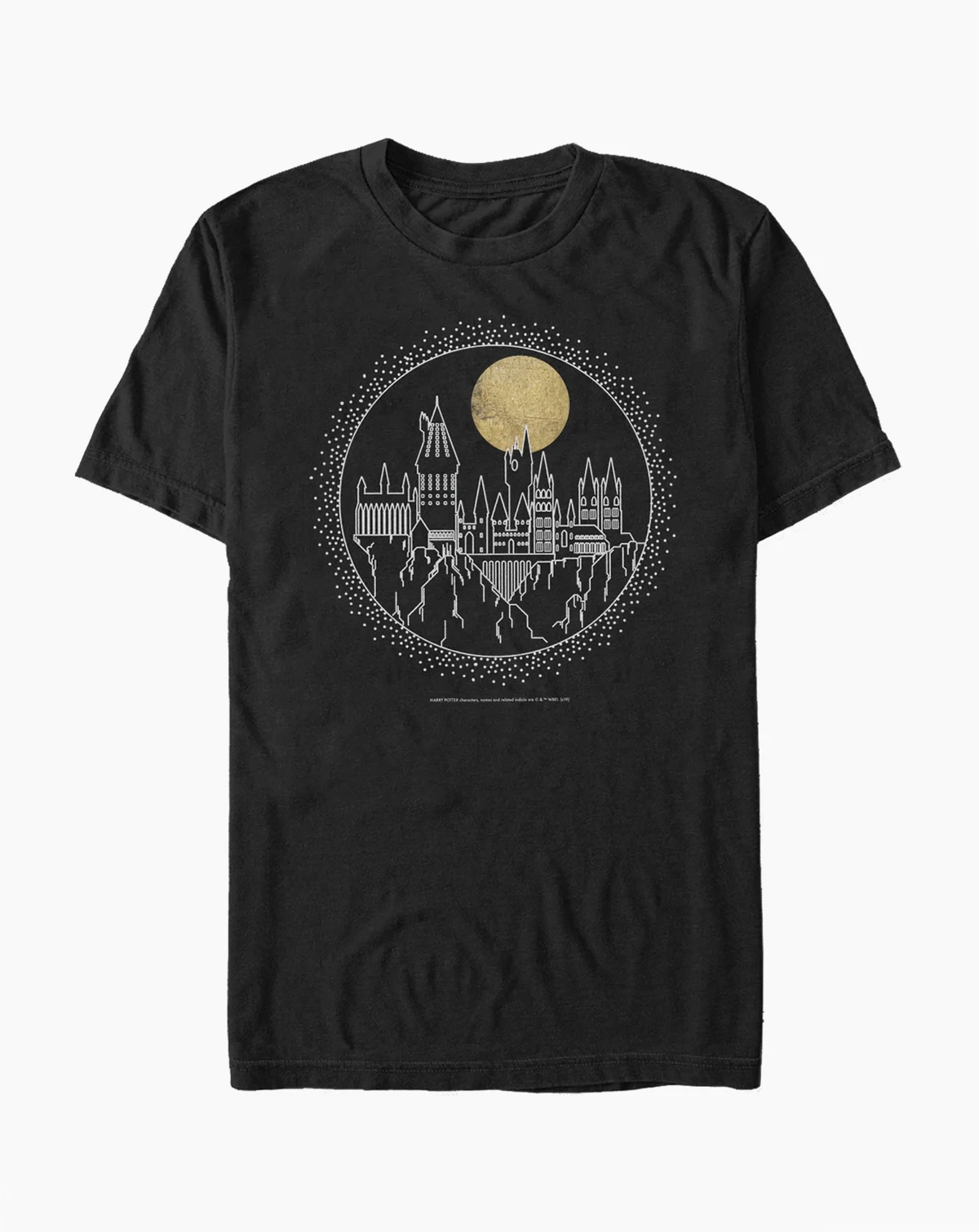 Men's Deathly Hallows 2 Hogwarts Line Art Short Sleeve T-shirt