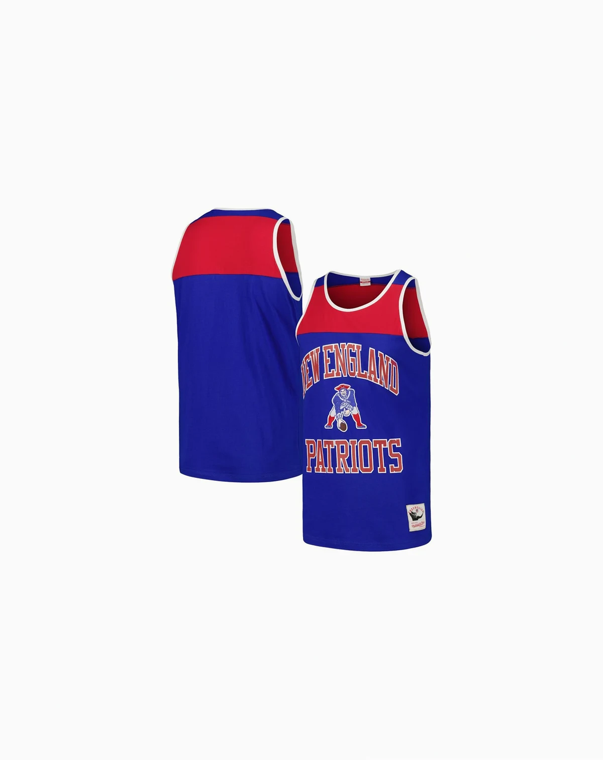 Men's Royal and Red New England Patriots Heritage Colorblock Tank Top