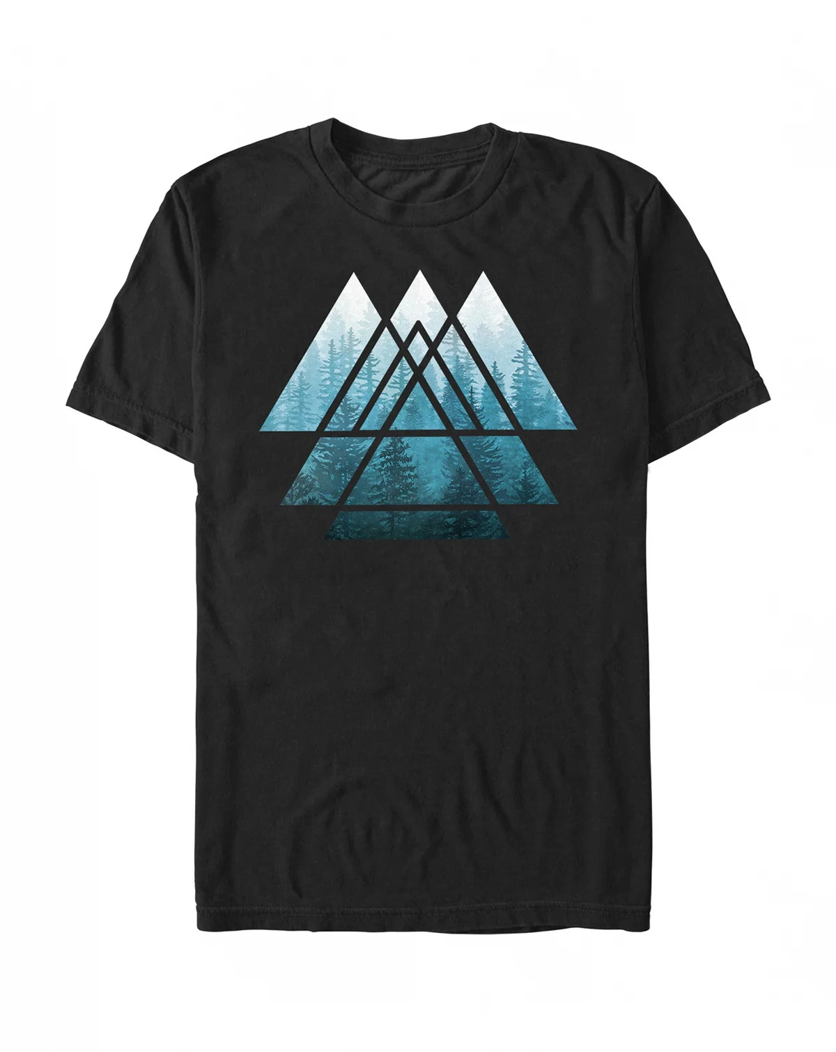 Men's Sacred Geometry Triangles Misty Forest Short Sleeve T-Shirt