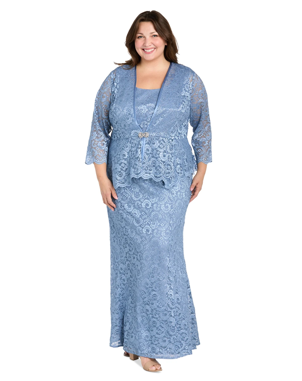 Plus Size Metallic Lace Jacket and Dress