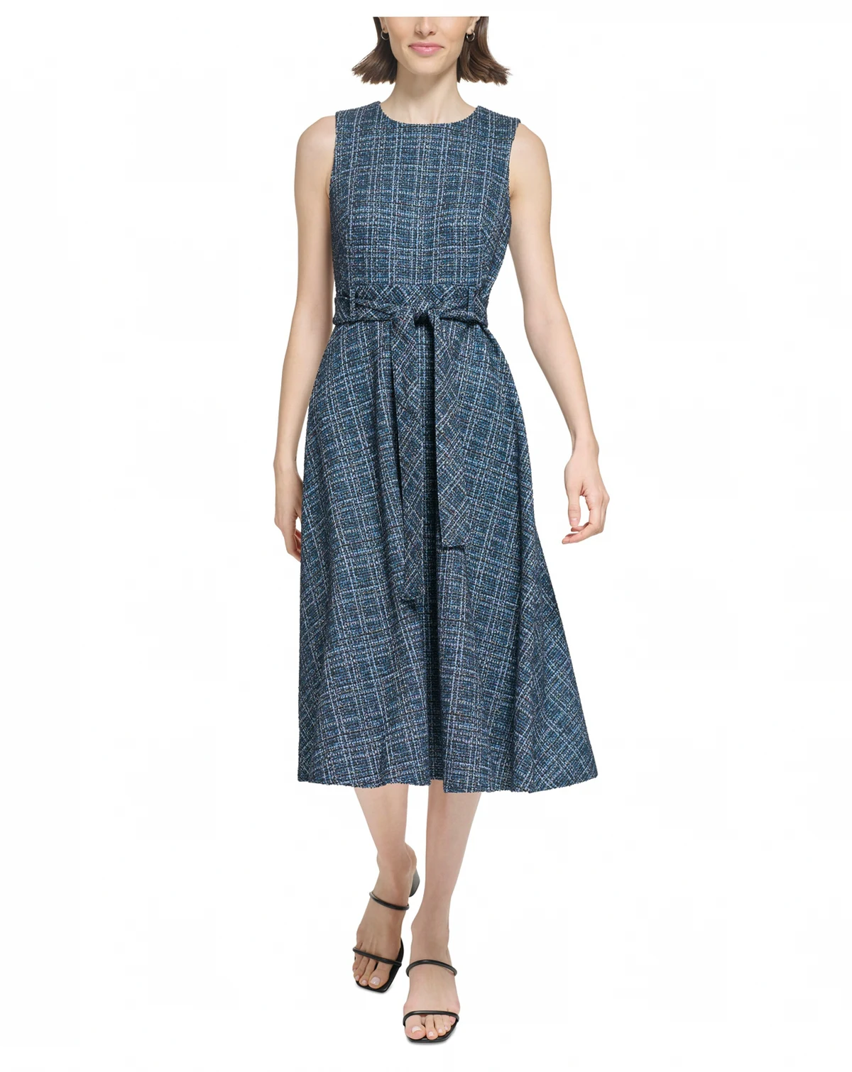 Women's Tweed Belted A-Line Dress