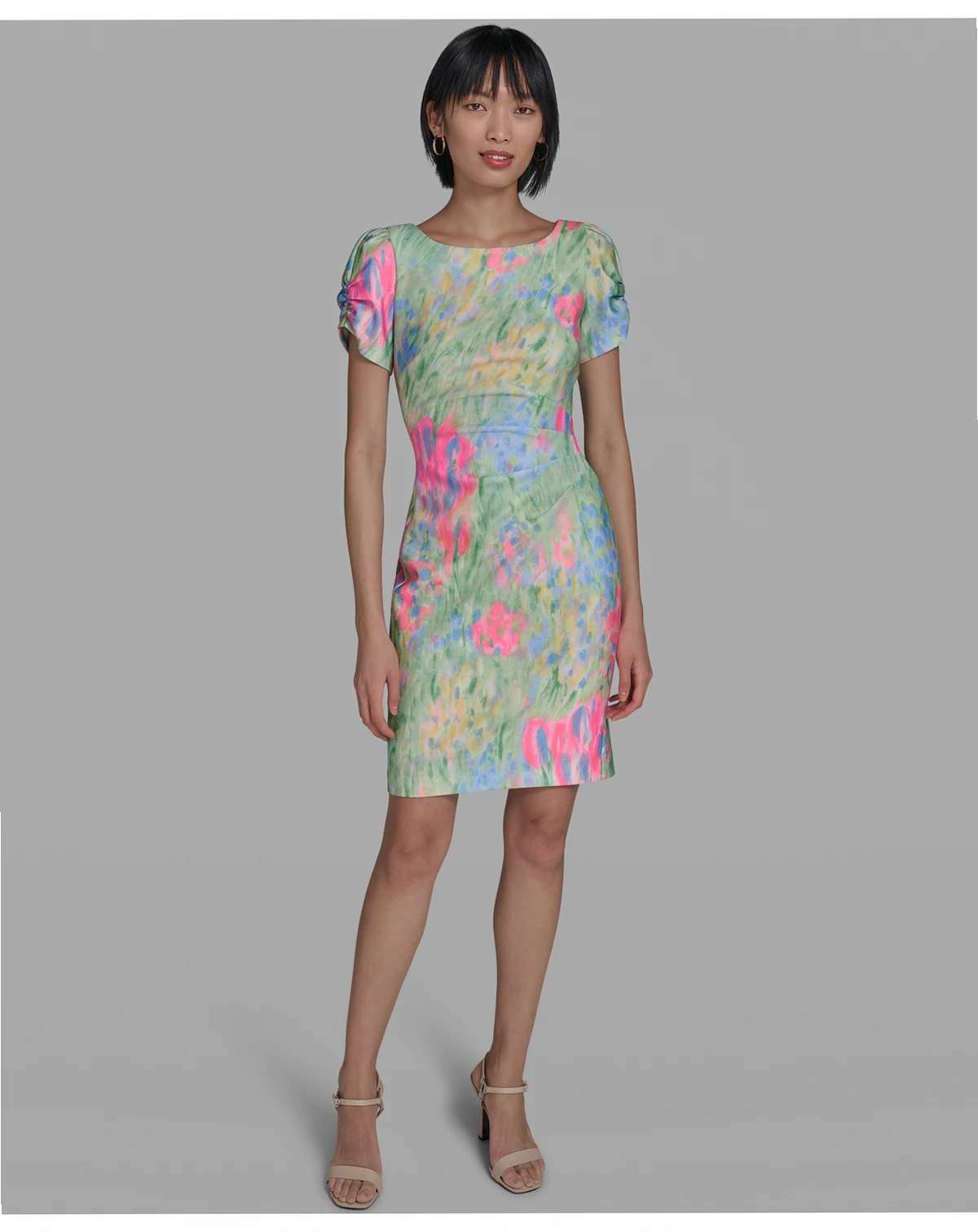 Women's Printed Boat Neck Sheath Dress