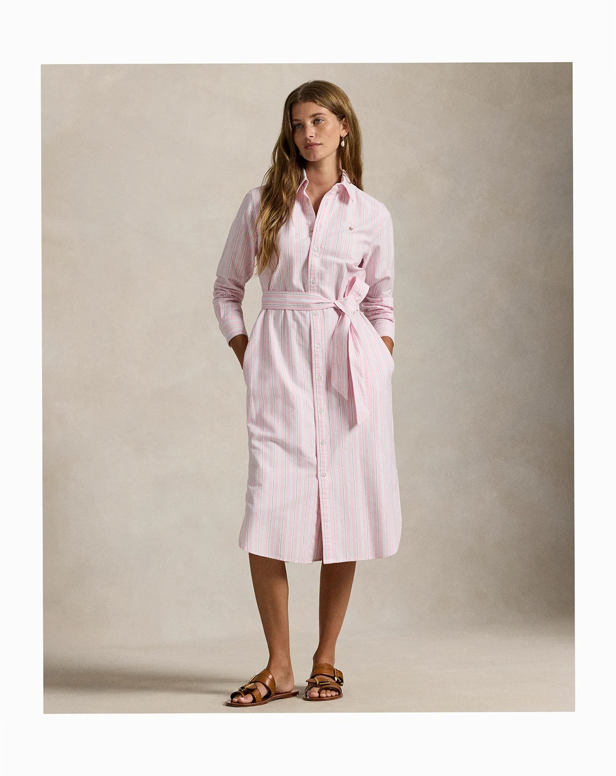 Women's Belted Cotton Oxford Shirtdress