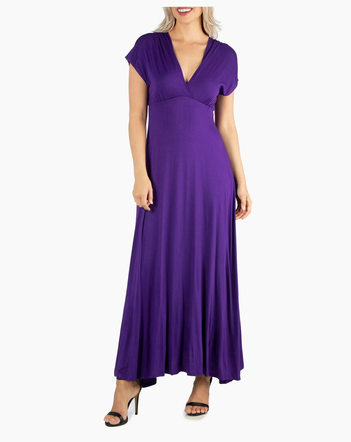 Women's Cap Sleeve V-Neck Maxi Dress