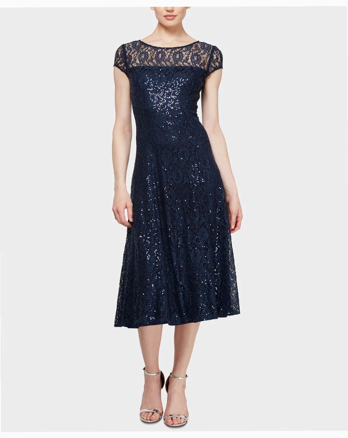 Women's Sequined Lace Midi Dresses
