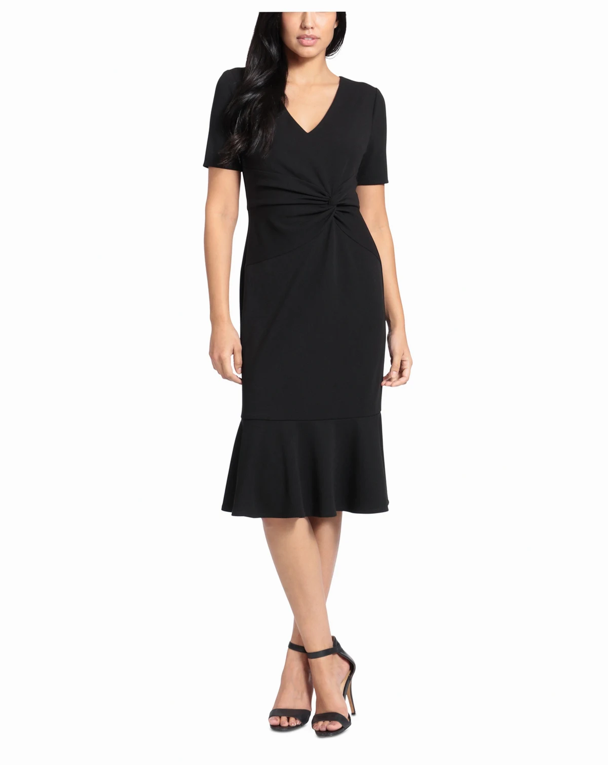 Women's Twisted Flounce-Hem Midi Dress