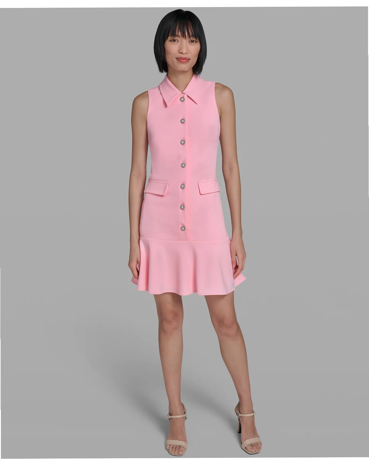 Women's Sleeveless Flounce Hem Short Dress