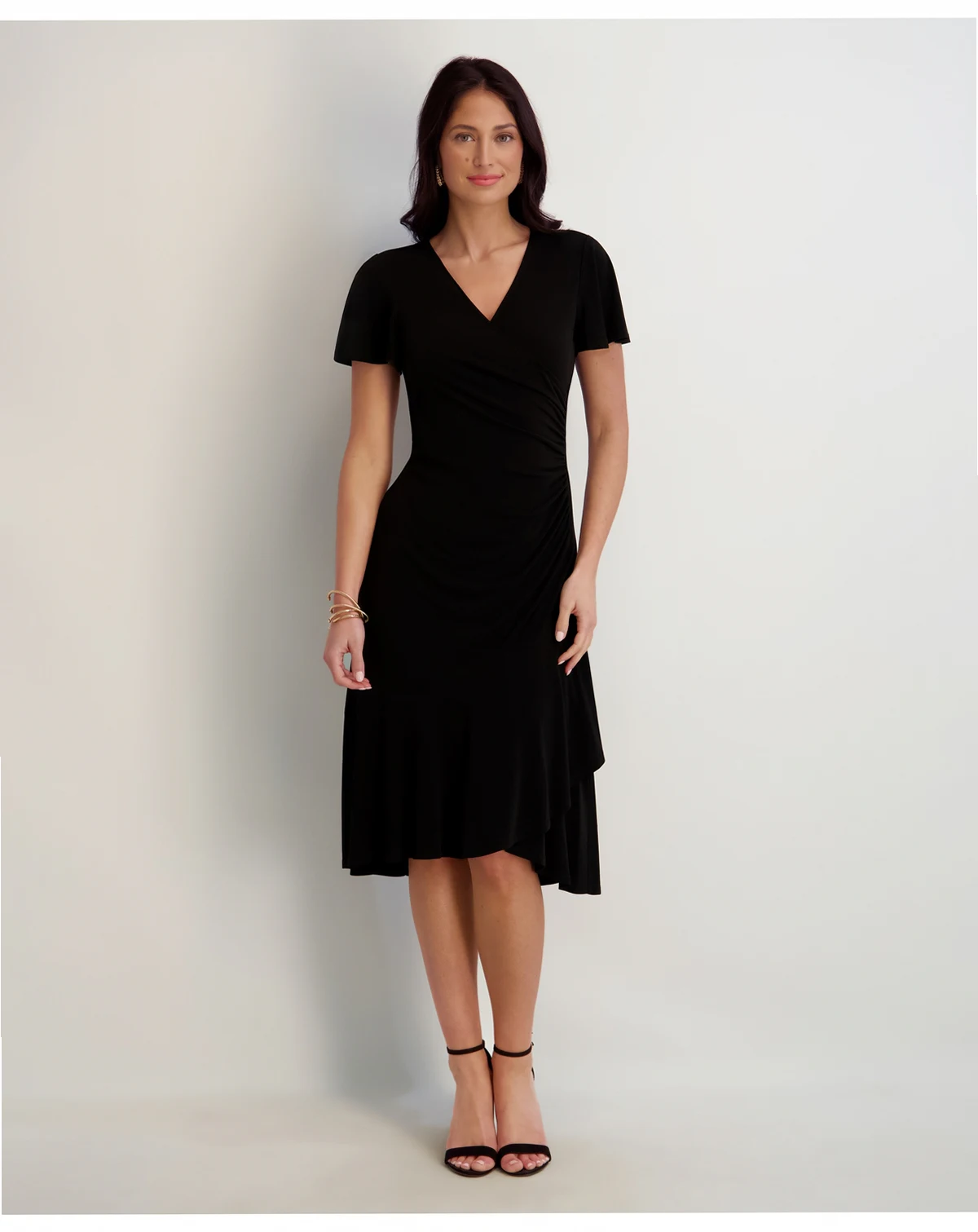 Flutter-Sleeve Midi Dress