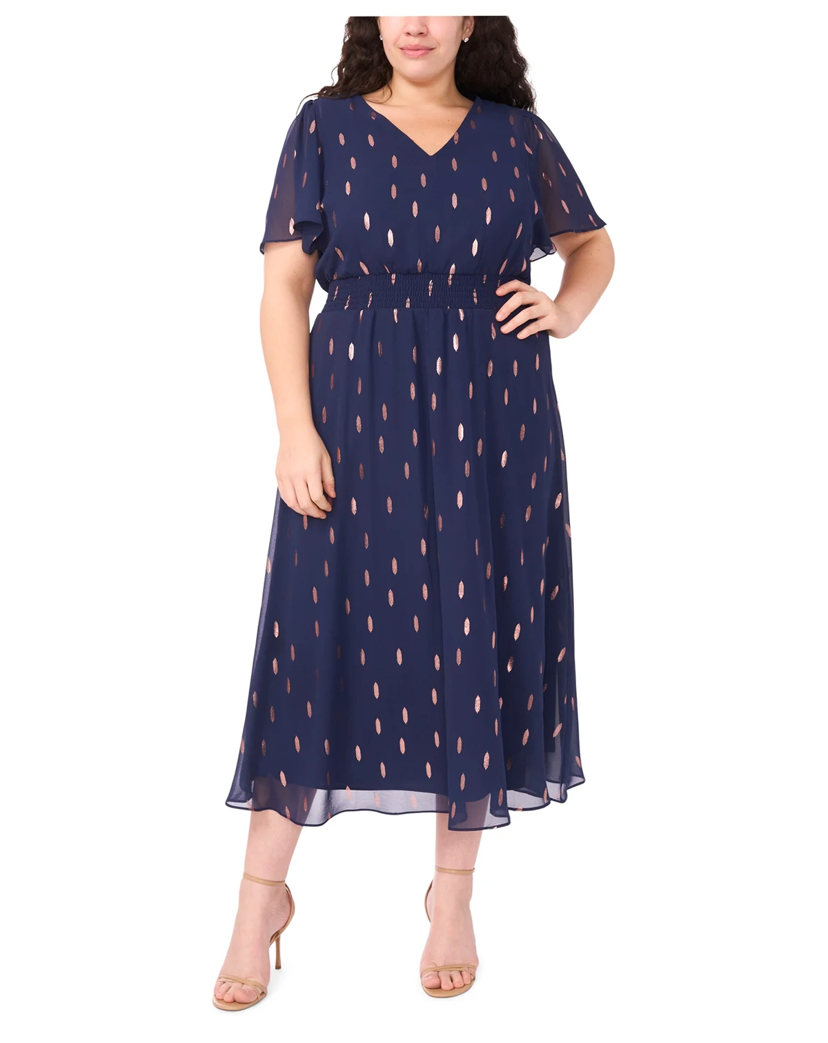Plus Size Smocked Waist Clip Maxi Dress