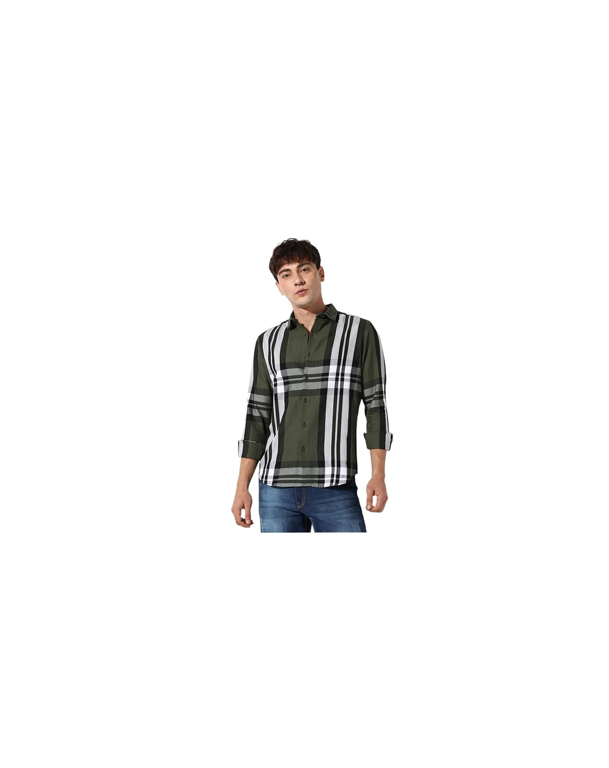 Men's Tartan Plaid Dark Green Shirt