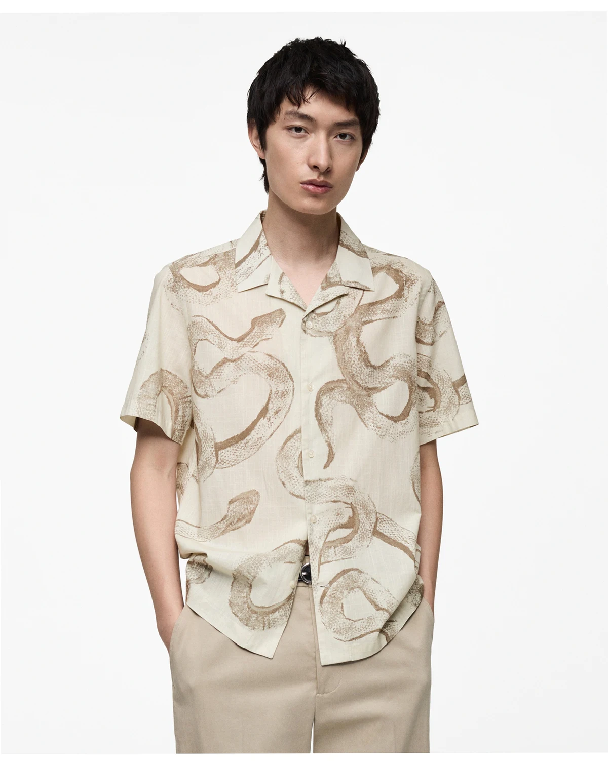 Men's Slim-Fit Printed Cotton Shirt