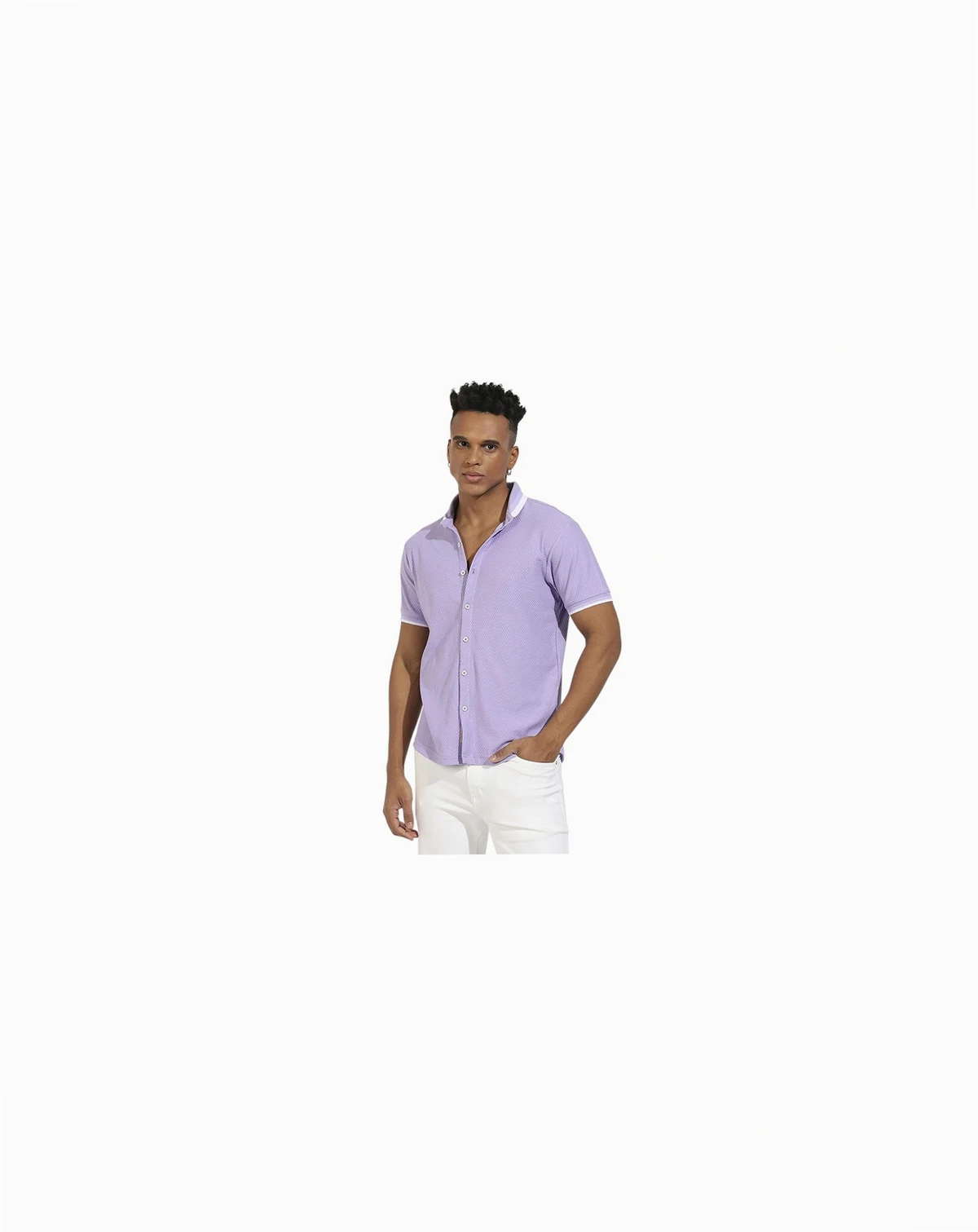 Men's Lavender Honeycomb Knit Shirt