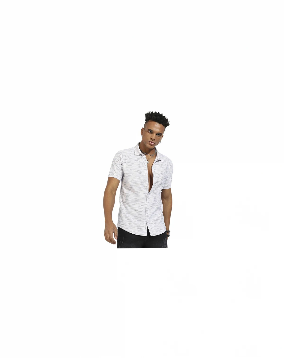 Men's White Honeycomb Knit Shirt