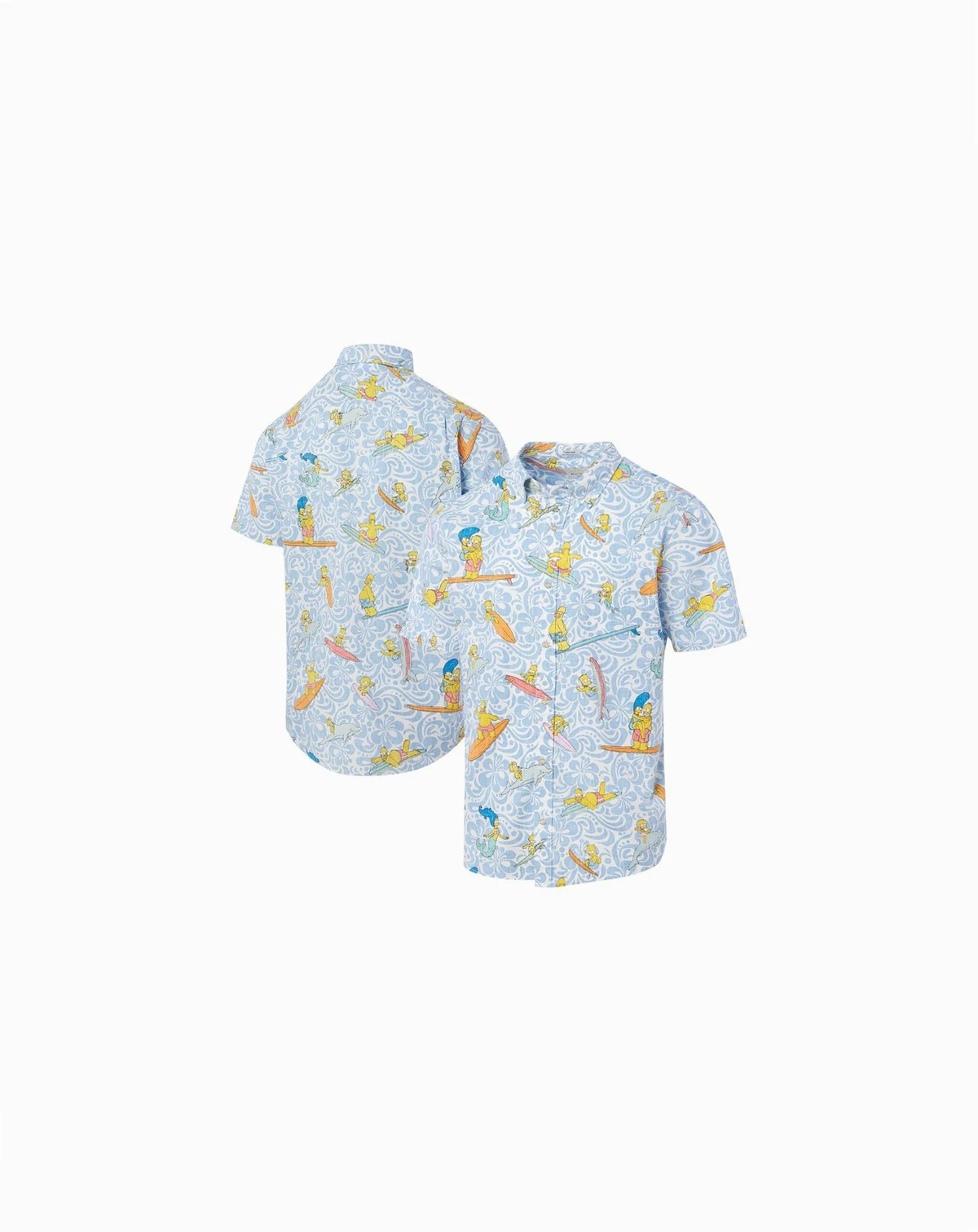 Men's Light Blue The Simpsons Cowabunga Tailored Button-Down Shirt