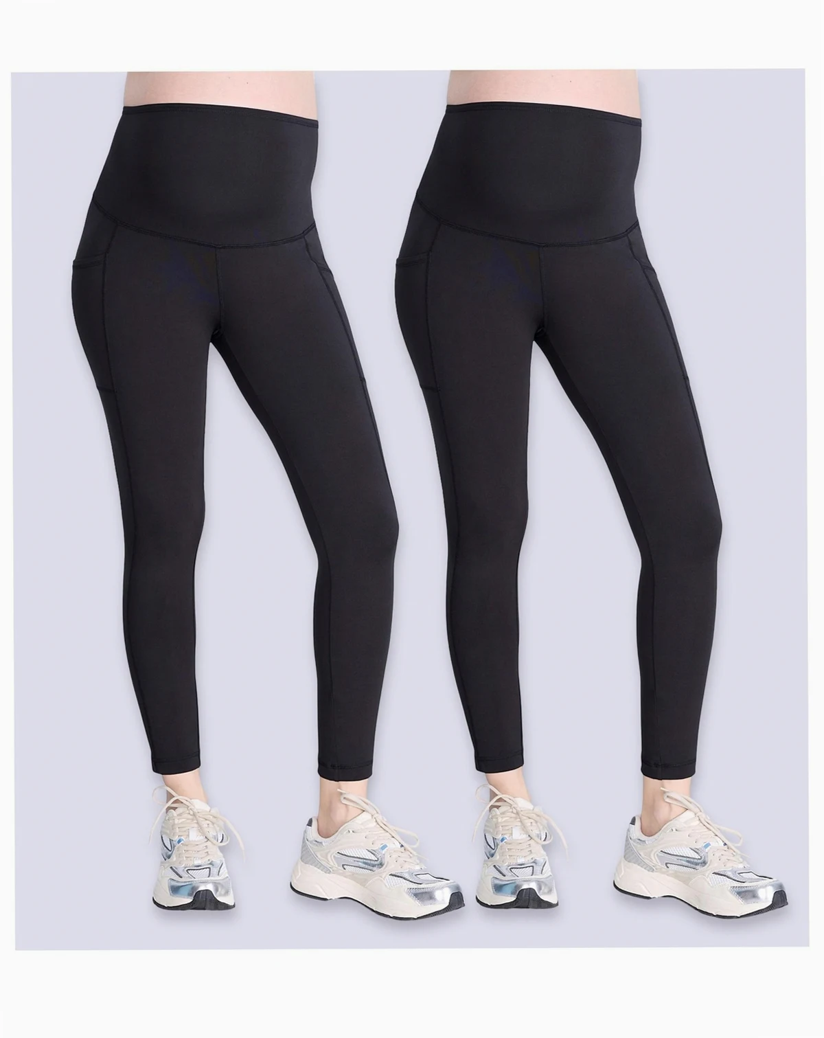Women's High Waist Over the Belly Active Pocket Ankle Legging - 2-pack - Motherhood Maternity