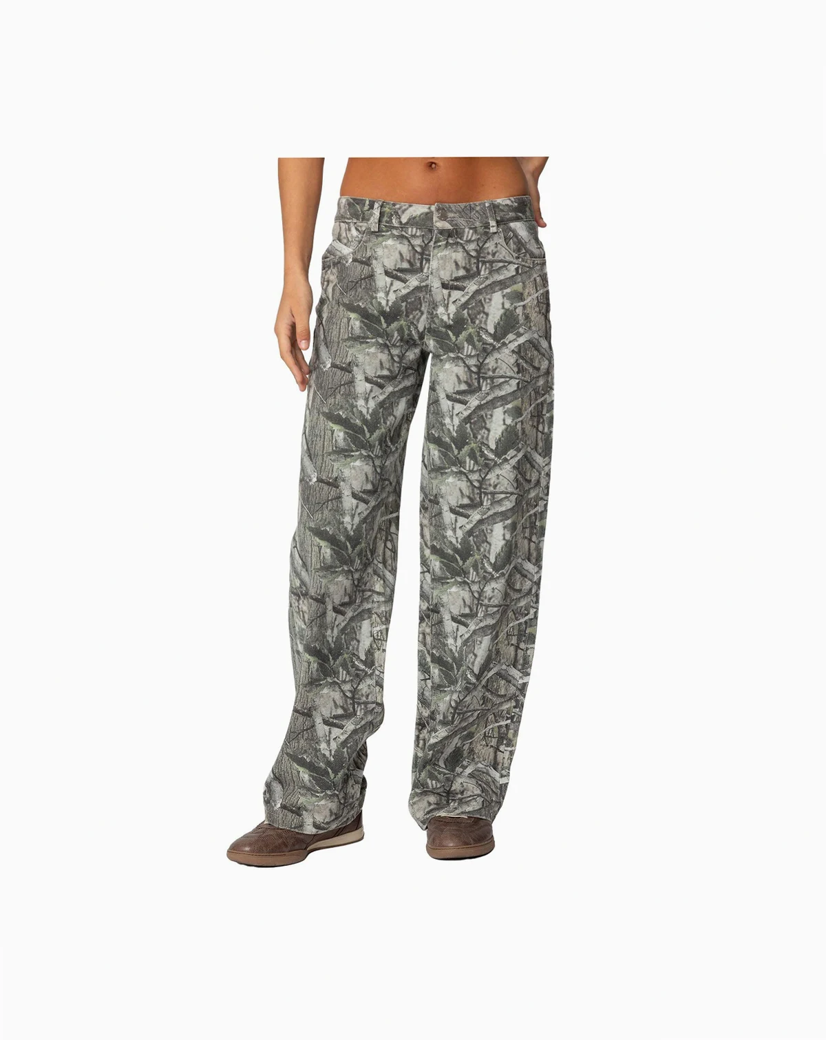 Women's Camo & Bow Low Rise Baggy Jeans