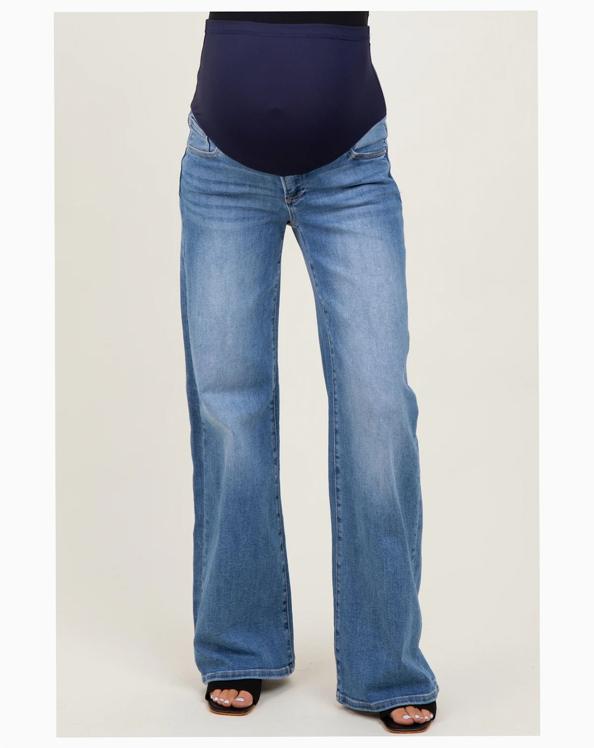 Maternity Medium Low Rise Wide Leg Jeans