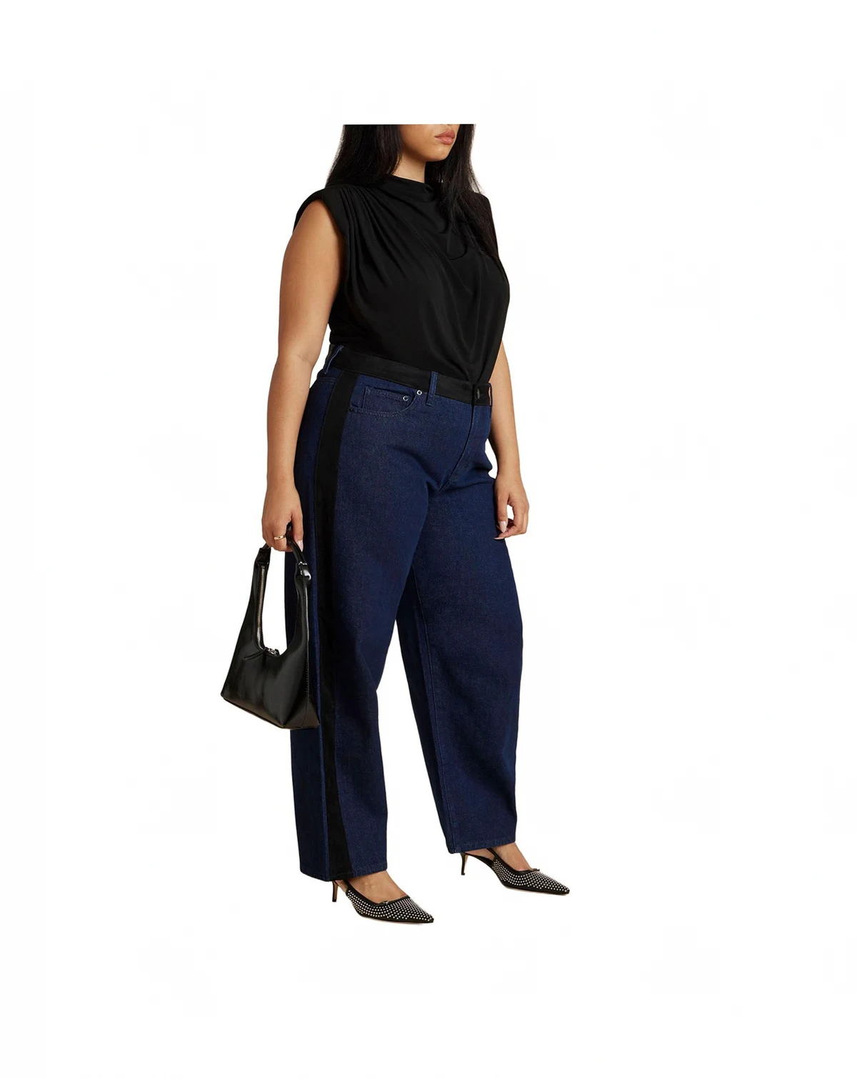 Women's Faux Suede Side Stripe Straight Leg Jean