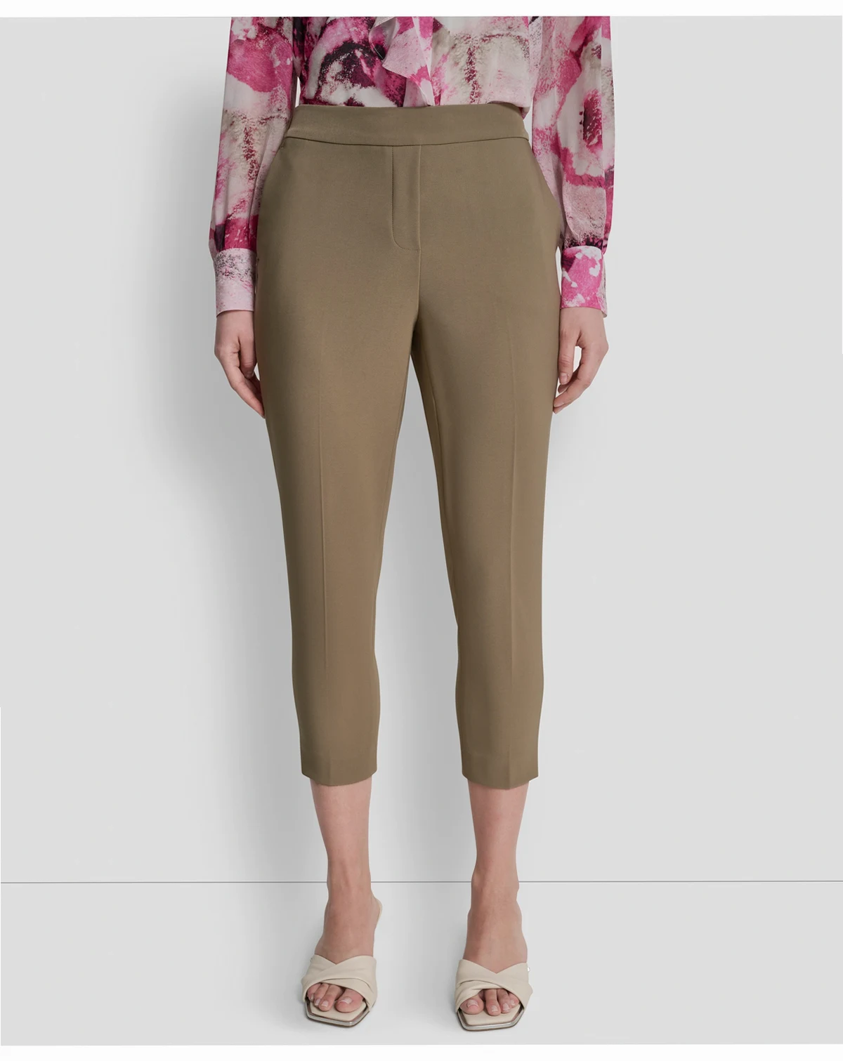 Petite Mid-Rise Elastic Back Ankle Pants