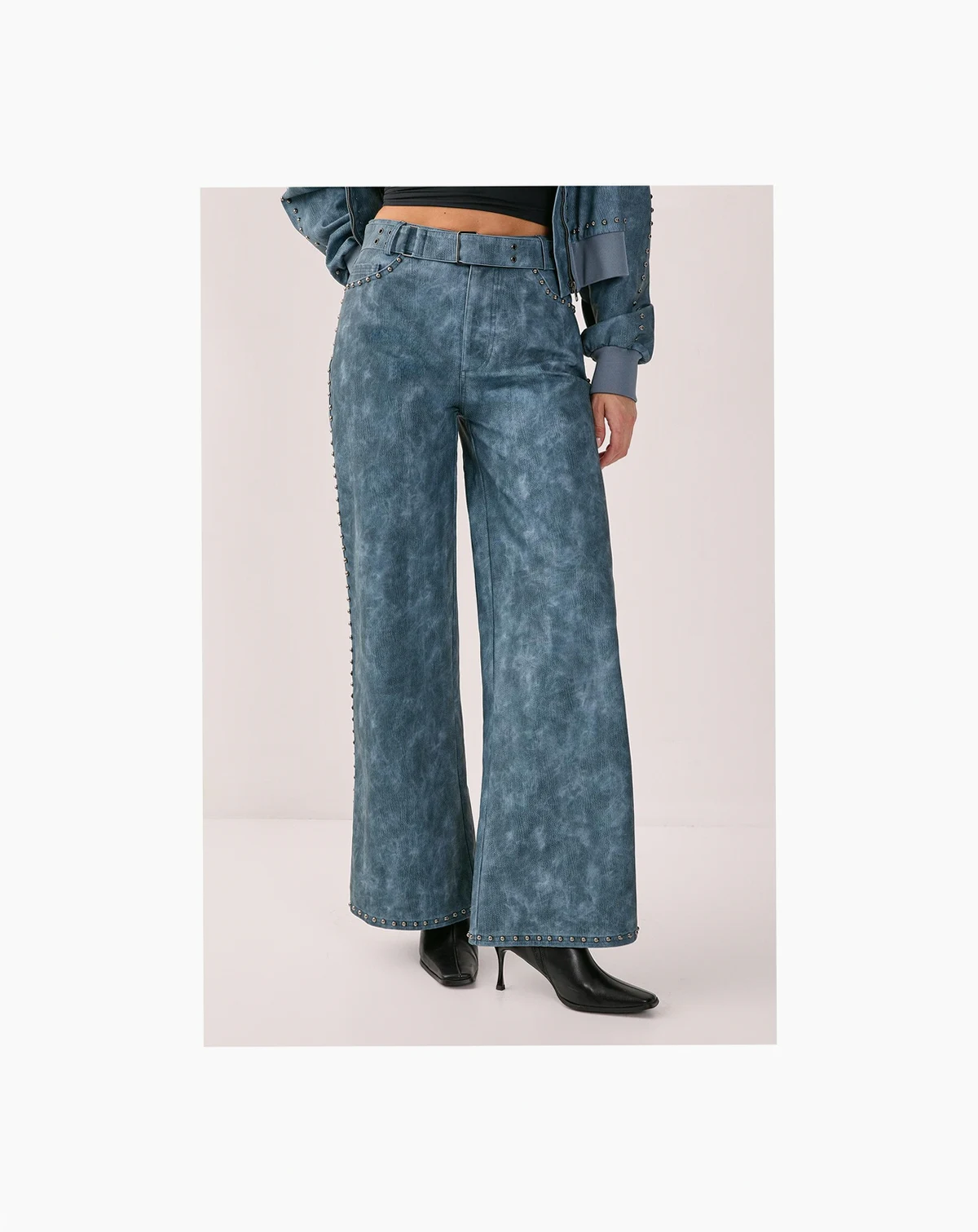 Women's Studded Detail Belted Trouser