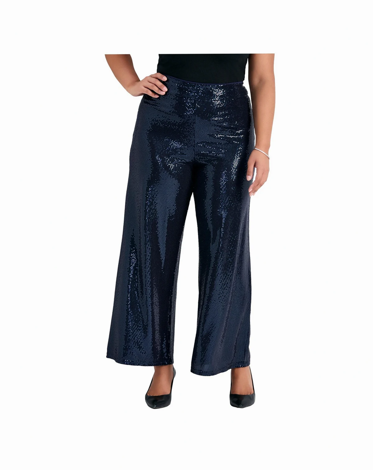 Women's Plus Size Glitz Sequin Wide Leg Pant