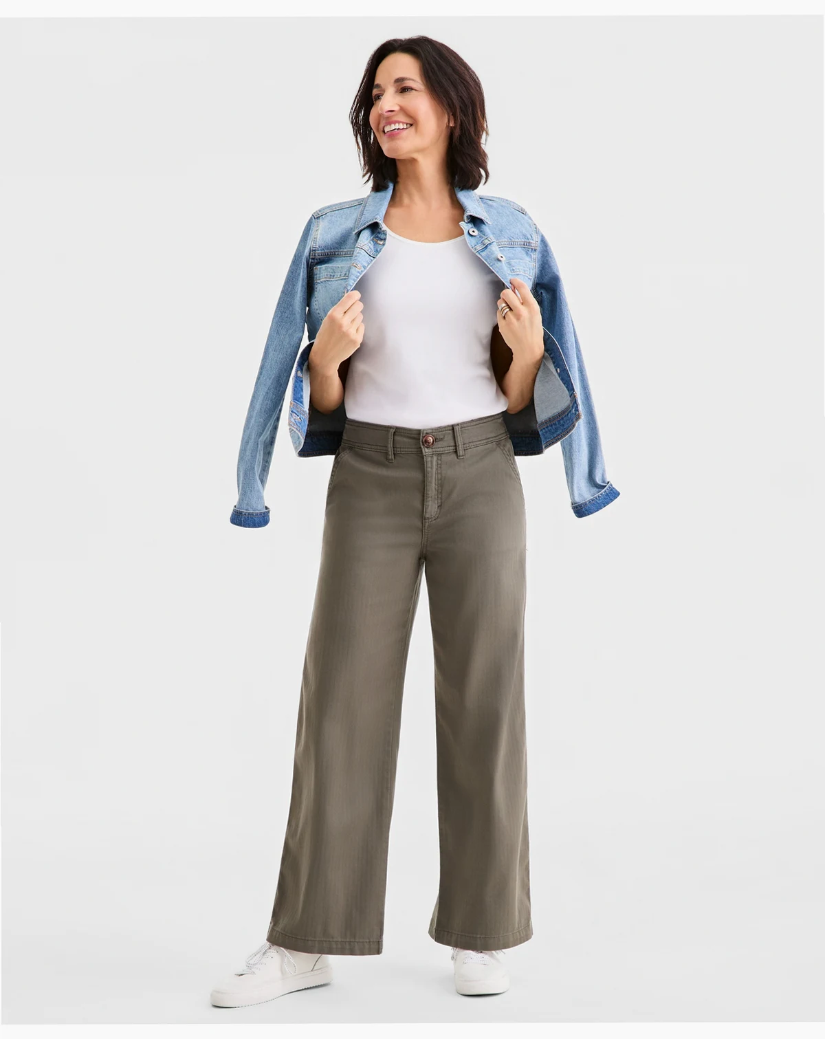 Women's Wide-Leg Herringbone Pants, Macy's Exclusive