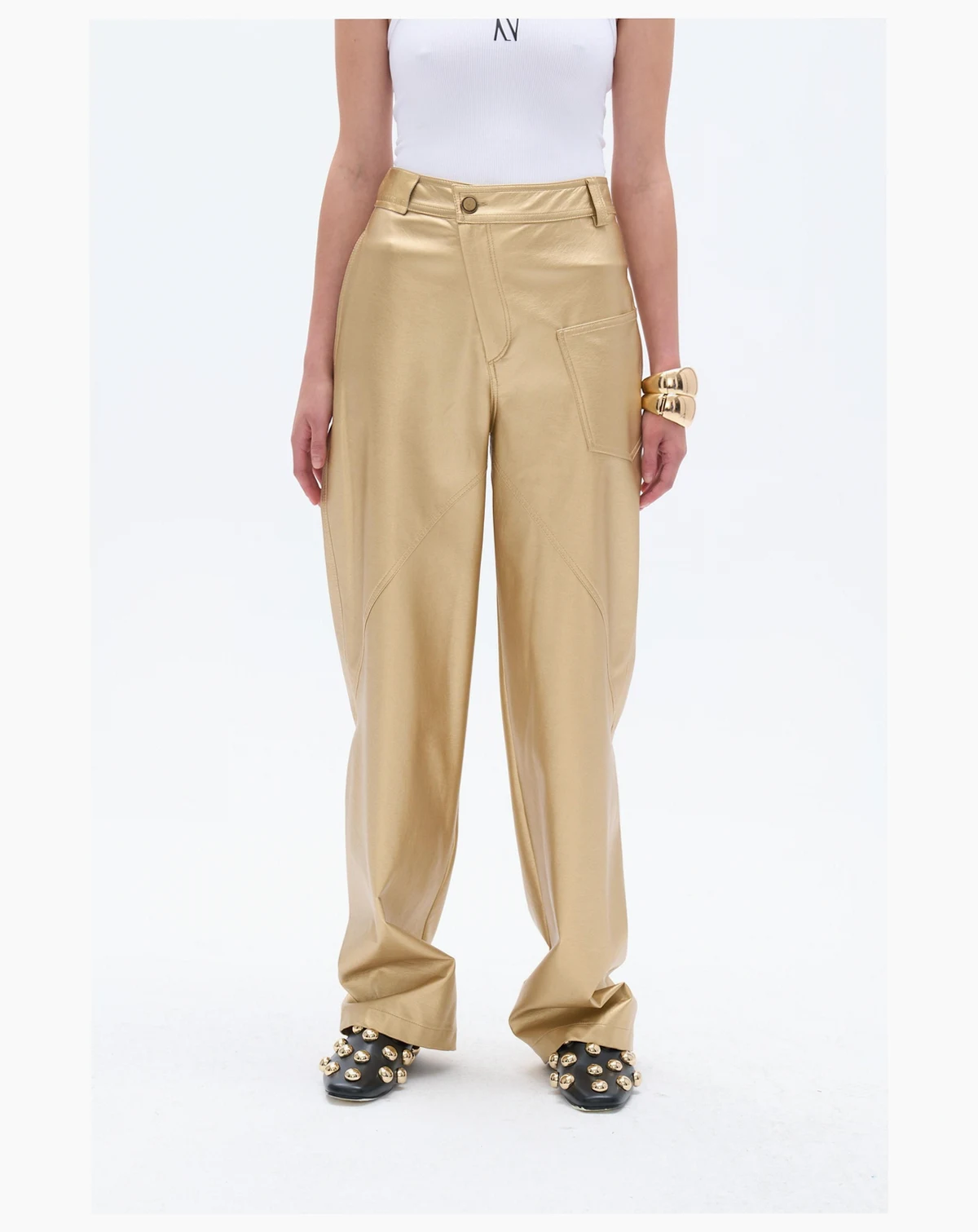 Women's High Waist Faux Leather Pants