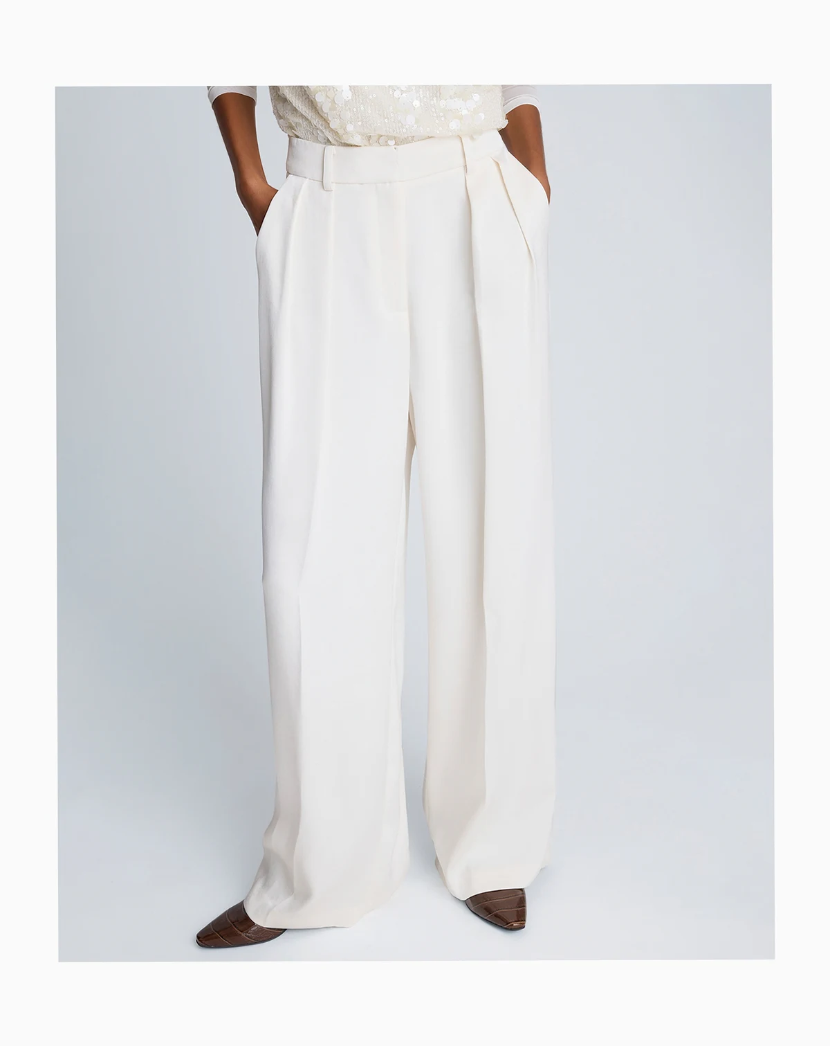 Women's Satin Double Pleated Wide Leg Pants