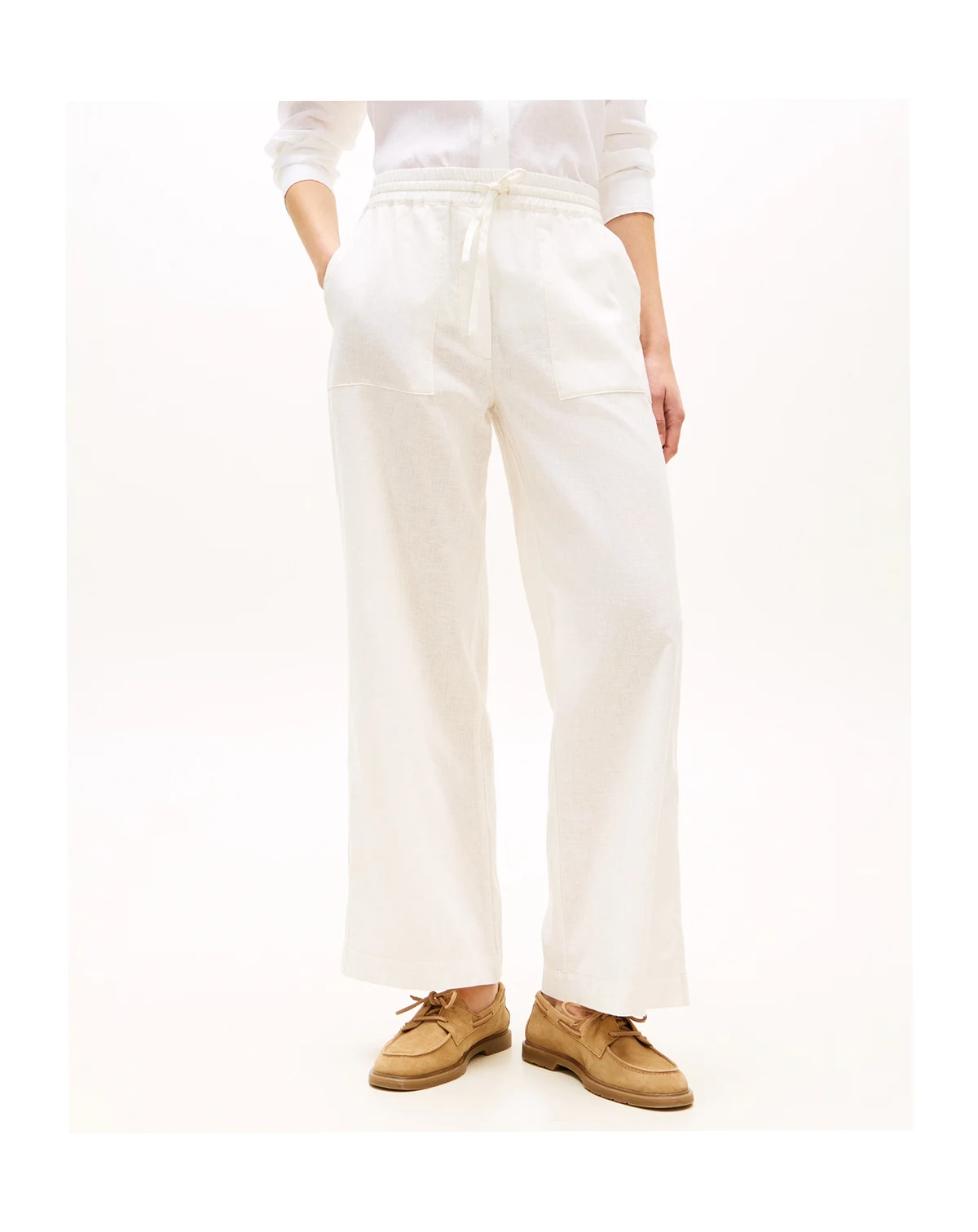 Women's Linen Wide-Leg Pull-On Pants