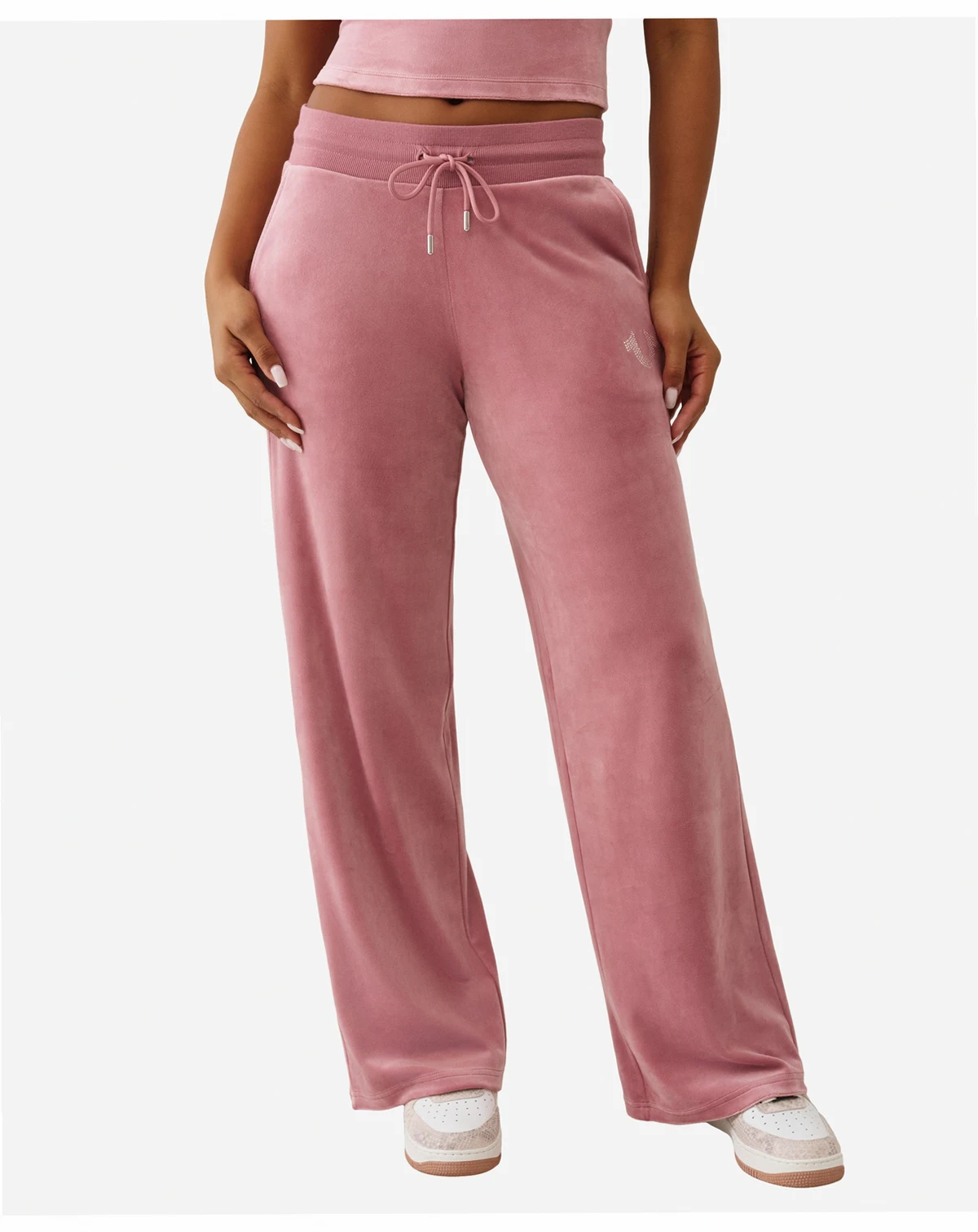 Women's Crystal Horseshoe Velour Straight Leg Sweatpant
