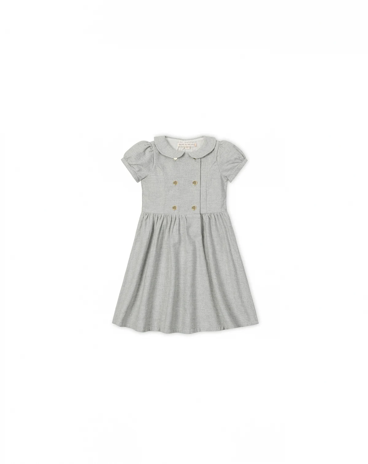 Toddler Girls' Organic Double Breasted Flannel Dress with Collar